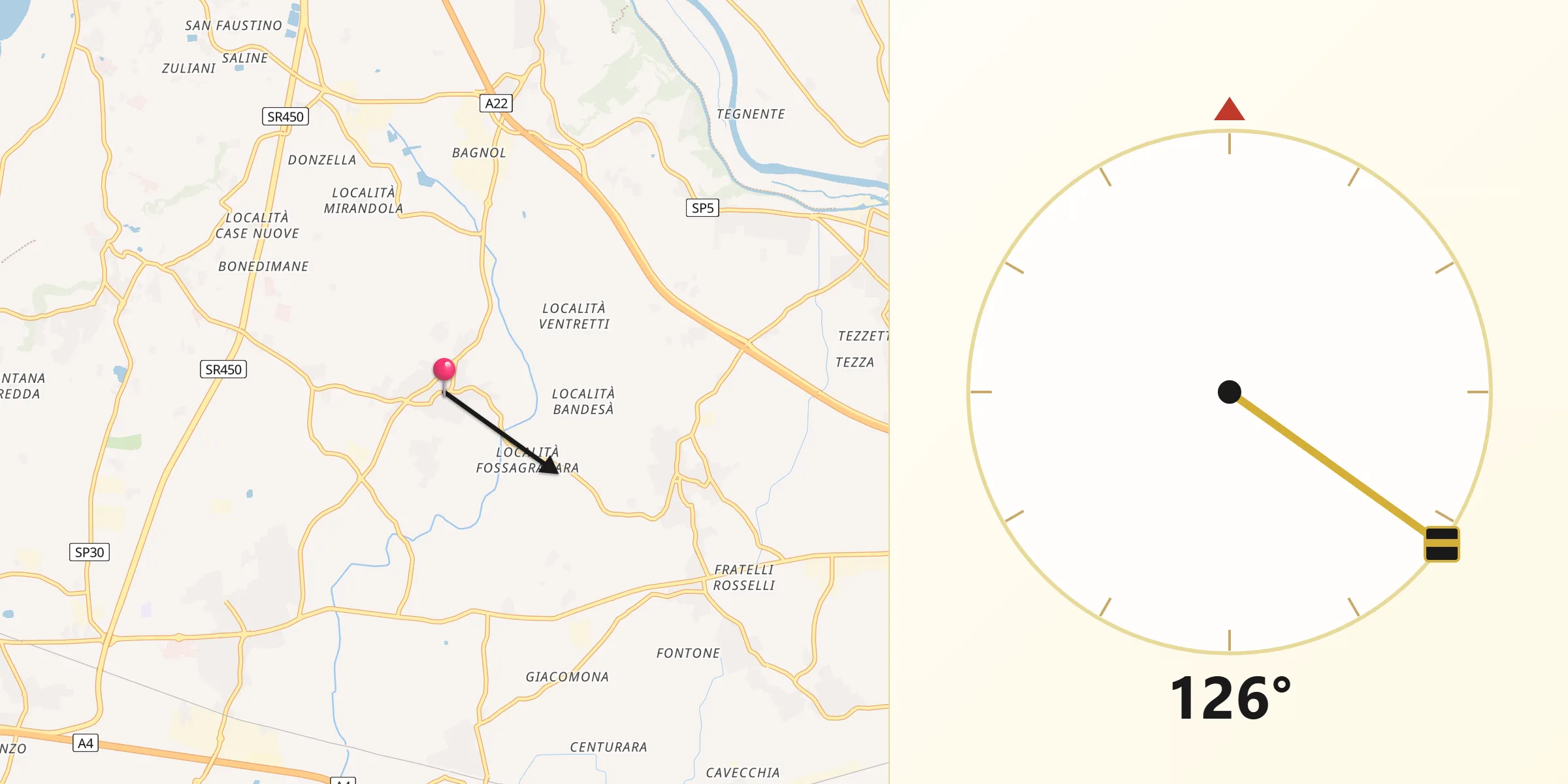 Direzione della Qibla da Sandrà