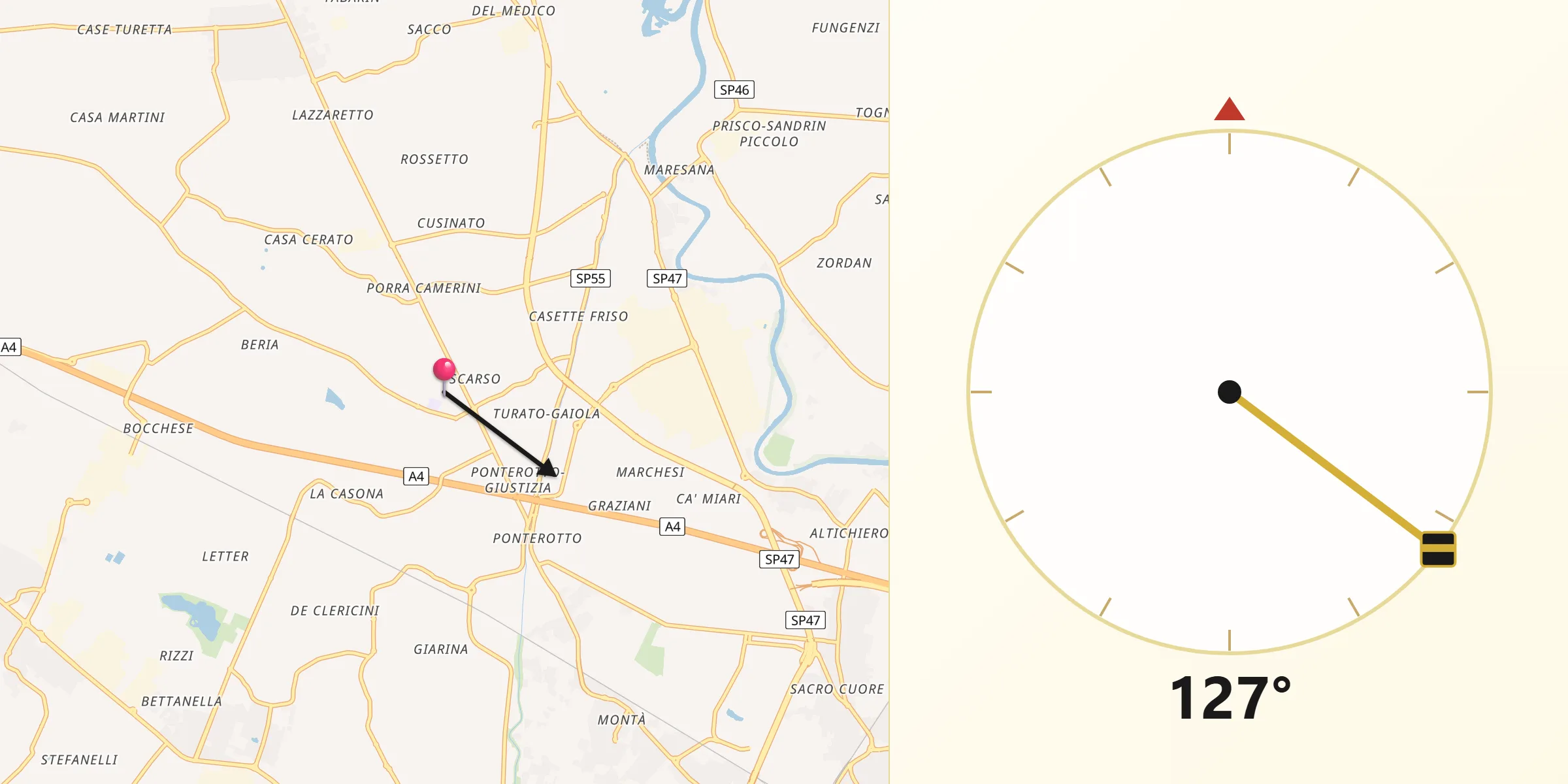 Direzione della Qibla da Taggì