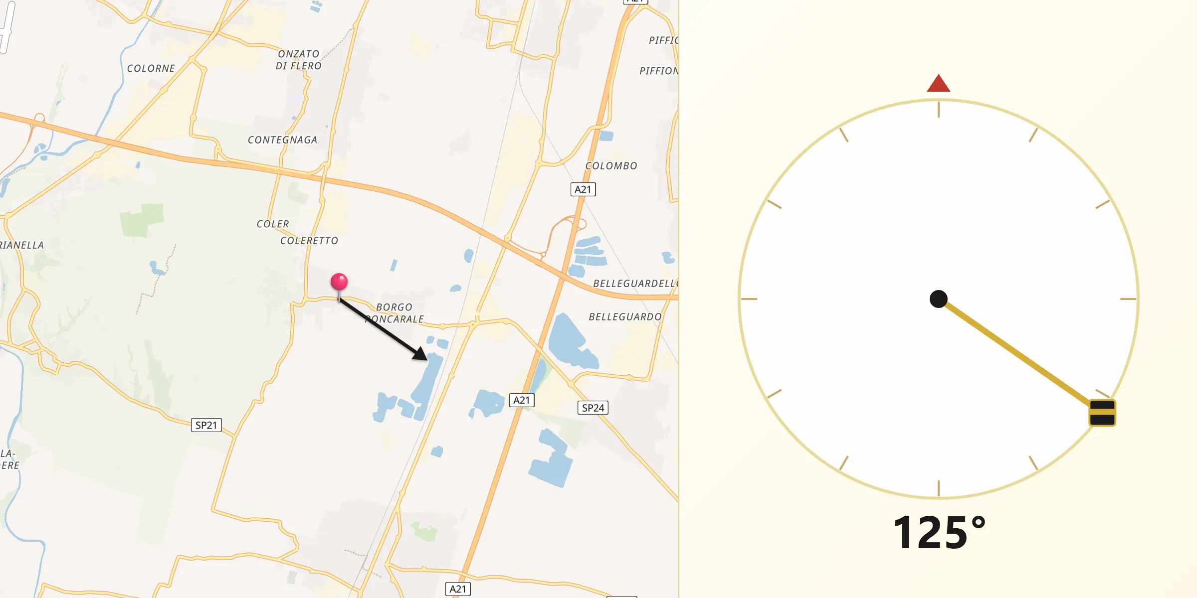 Direzione della Qibla da Poncarale