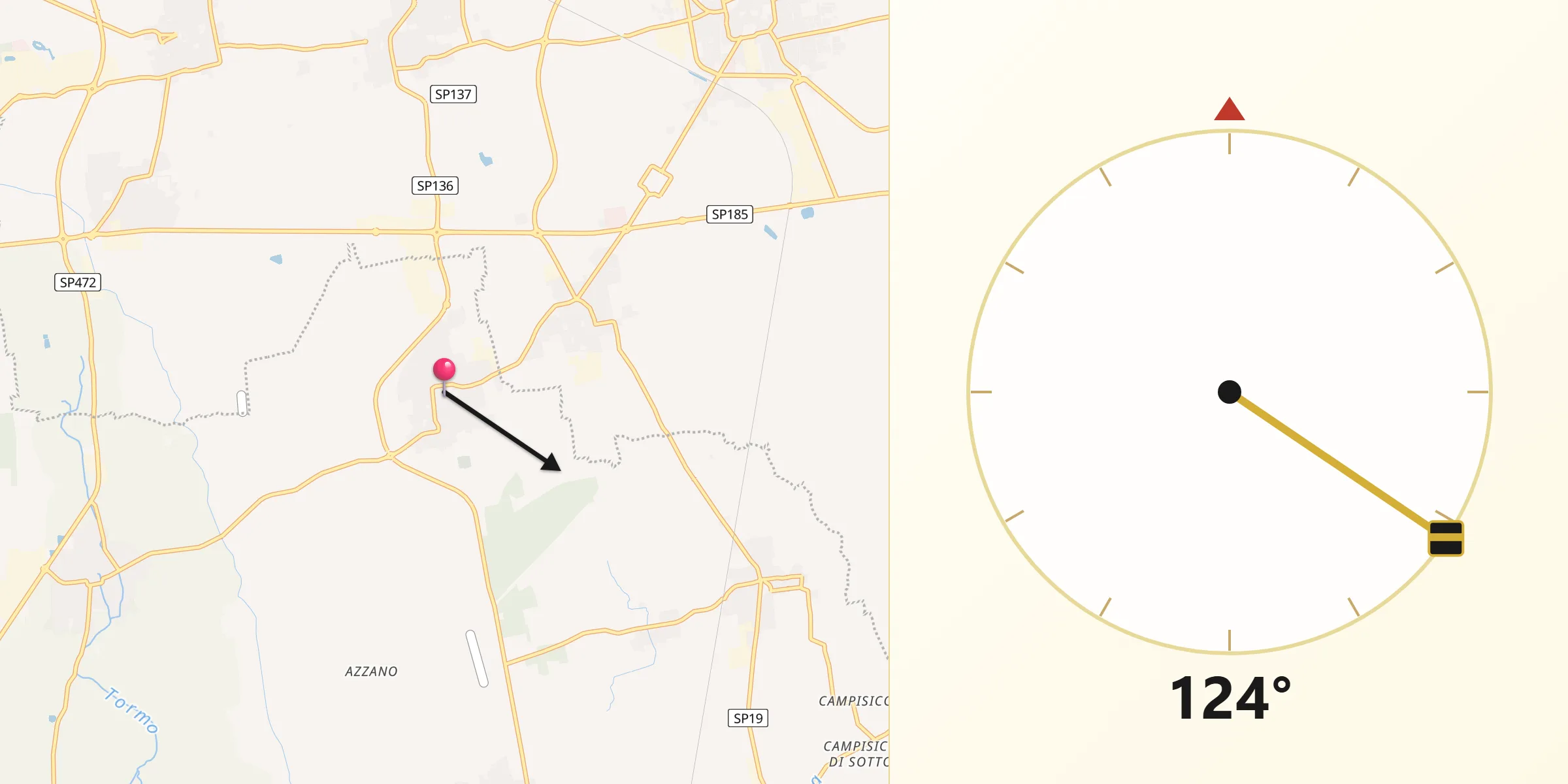Direzione della Qibla da Vailate