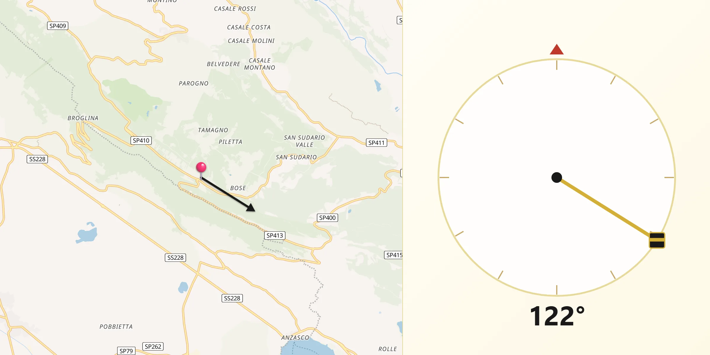 Direzione della Qibla da Magnano