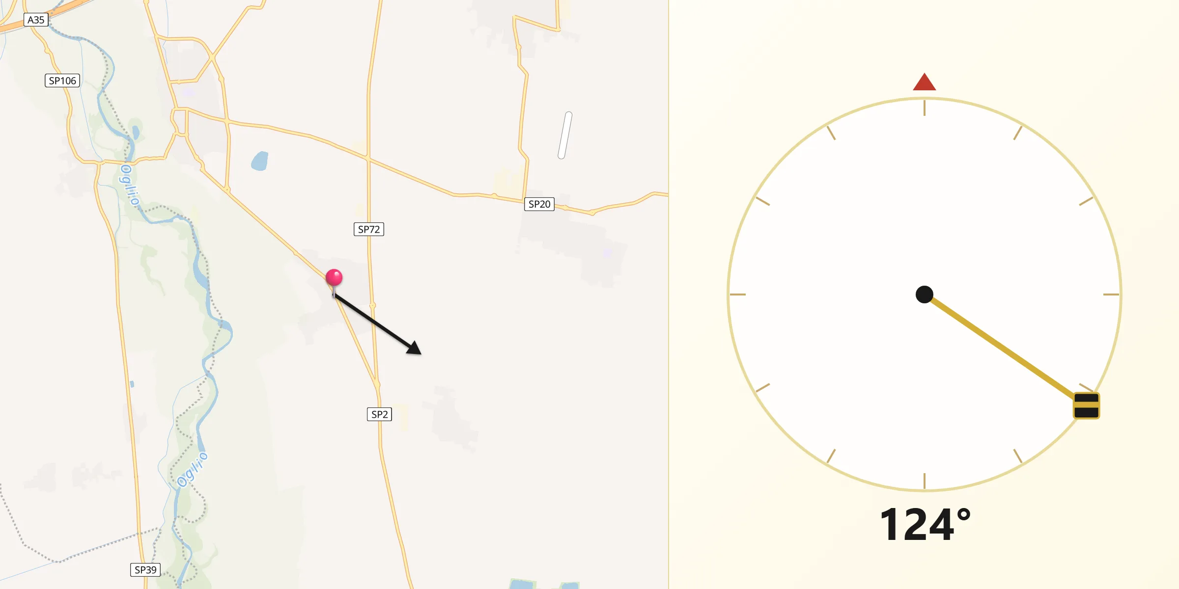 Direzione della Qibla da Roccafranca