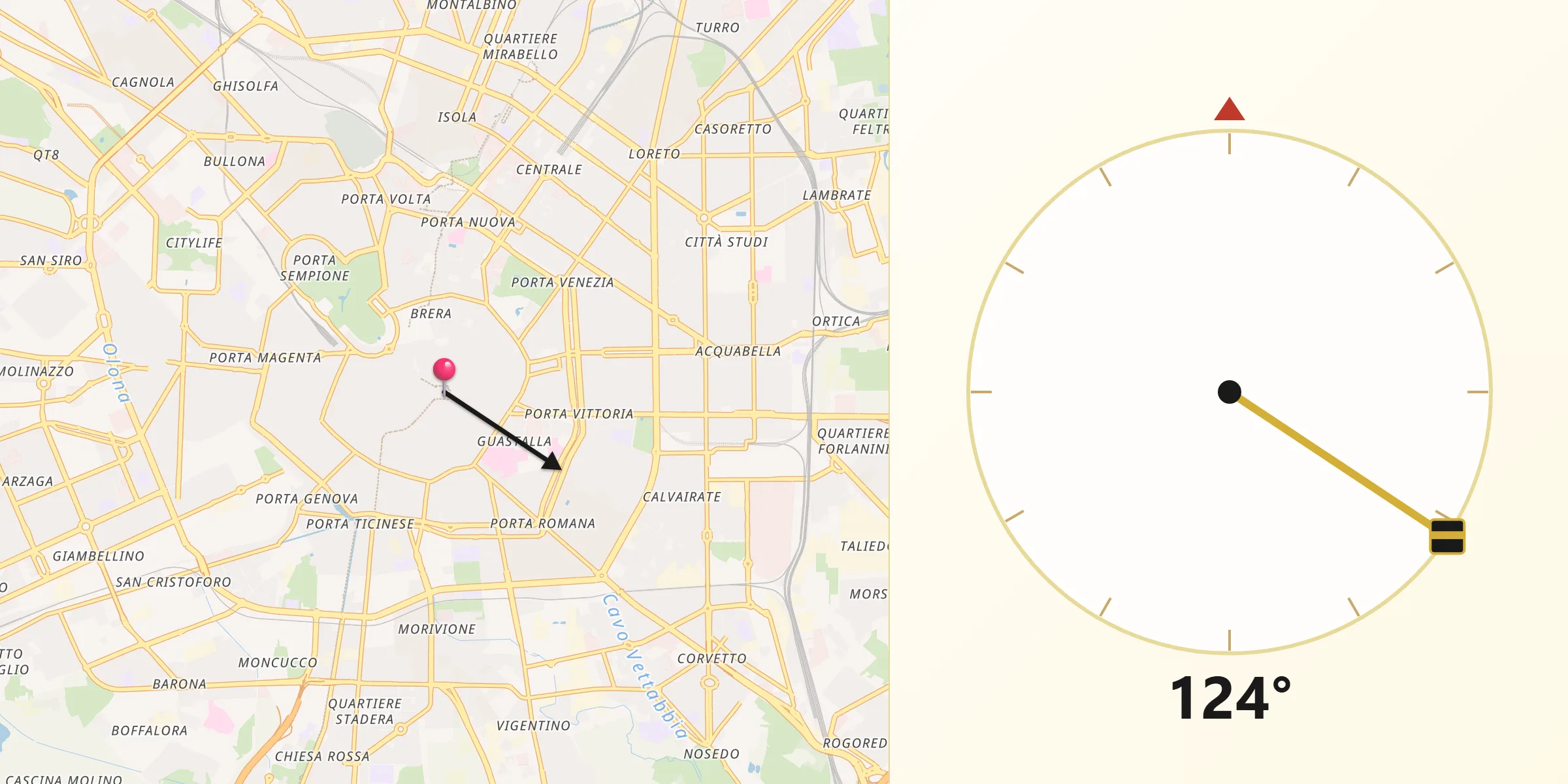 Direcția Qibla din Milano