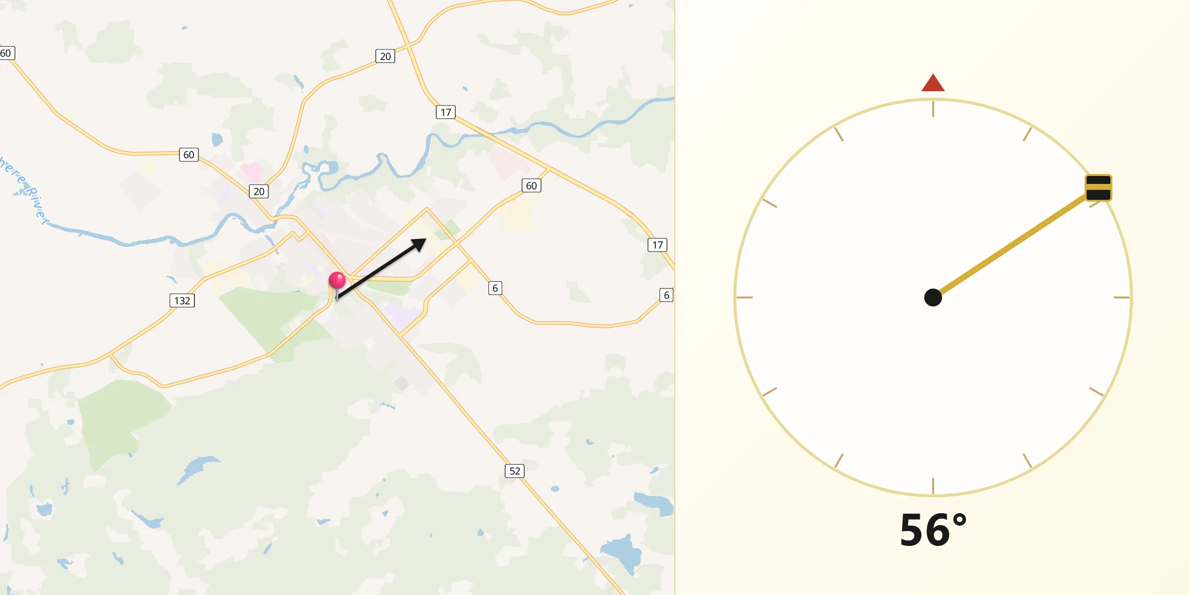 Qibla Direction from Renfrew