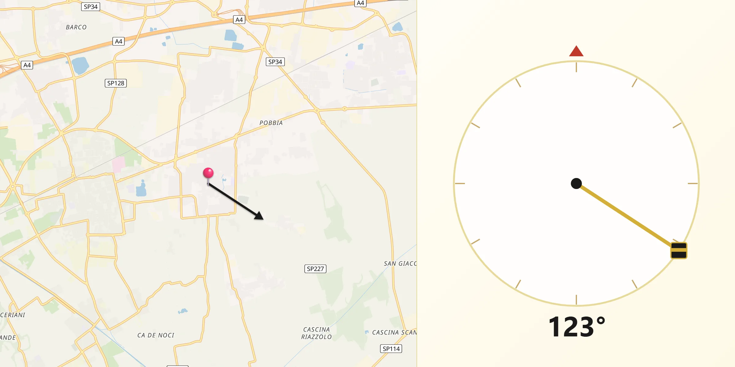 Direzione della Qibla da Corbetta
