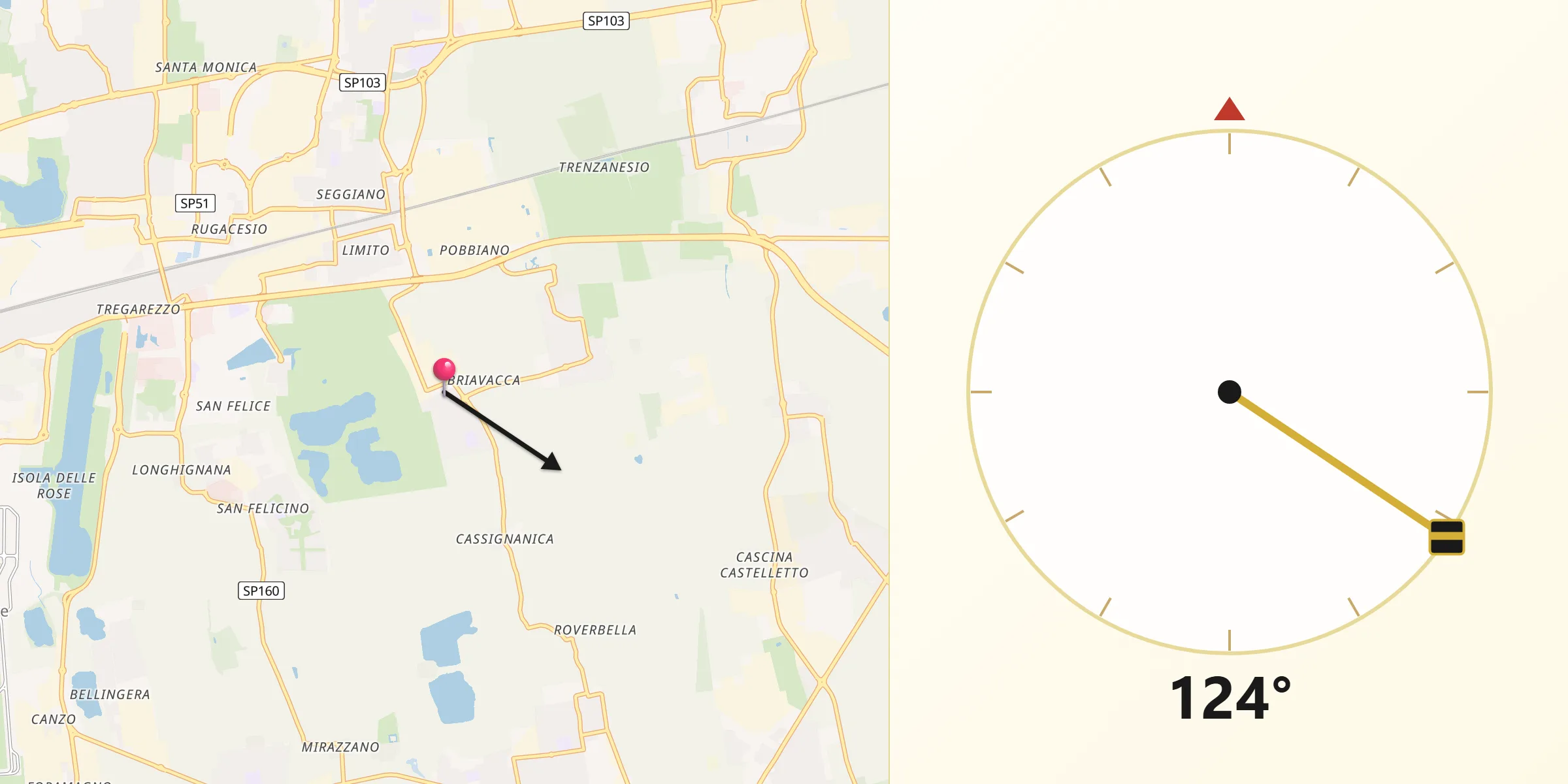 Direzione della Qibla da Millepini