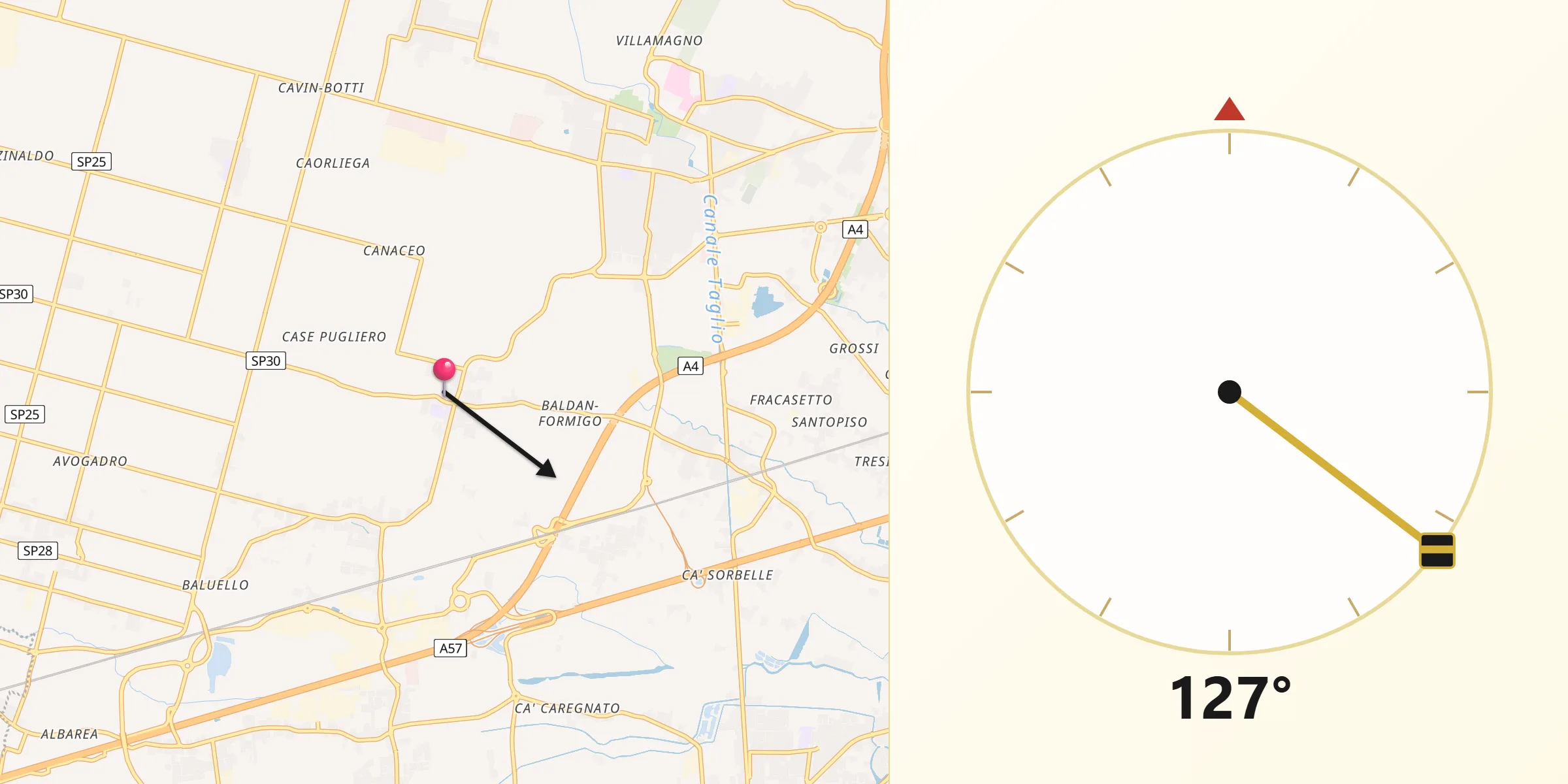 Direzione della Qibla da Scaltenigo