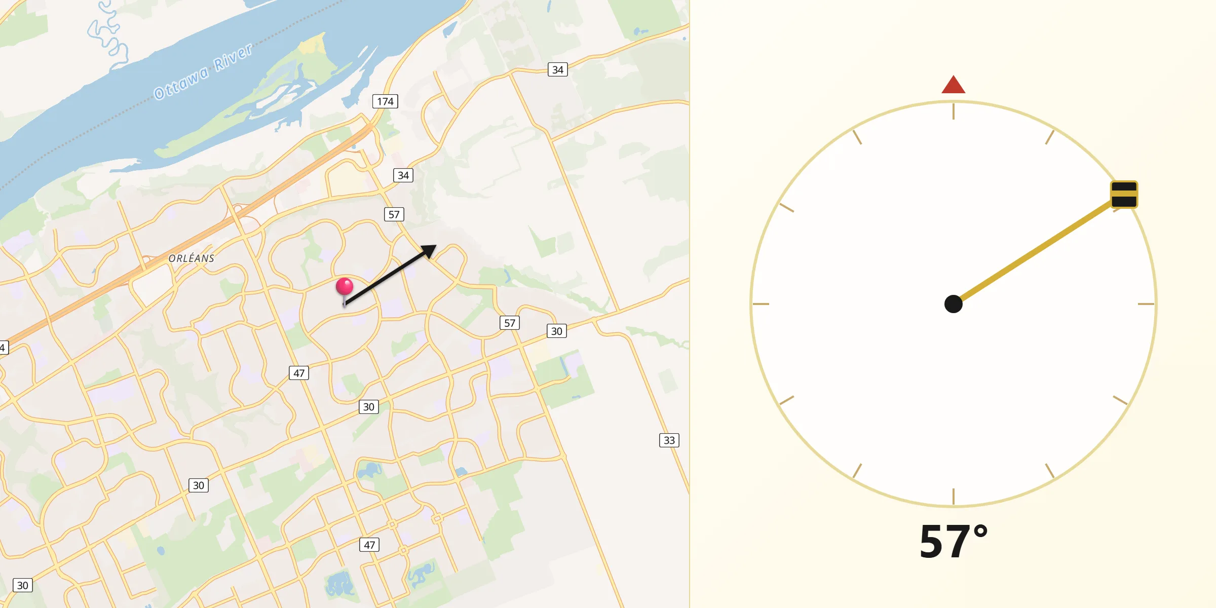 Qibla Direction from Fallingbrook