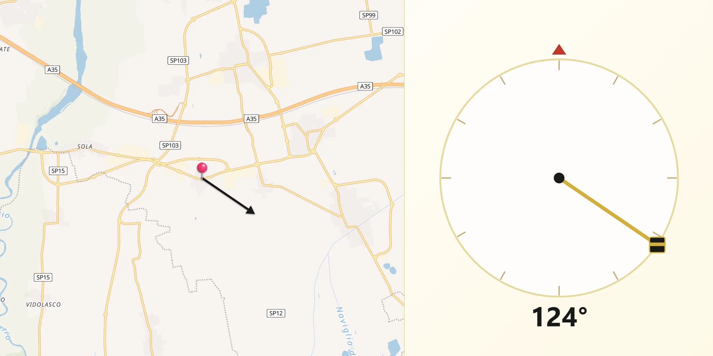 Direzione della Qibla da Isso