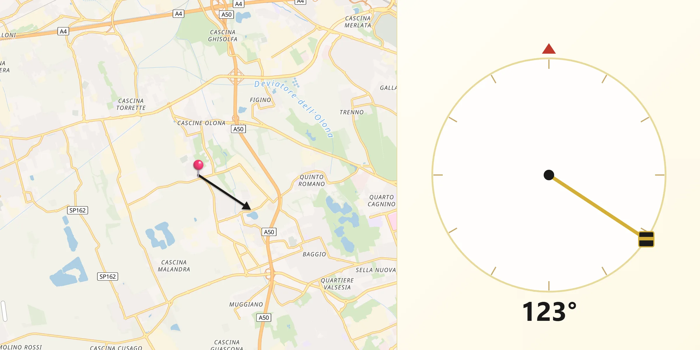 Direzione della Qibla da Settimo Milanese