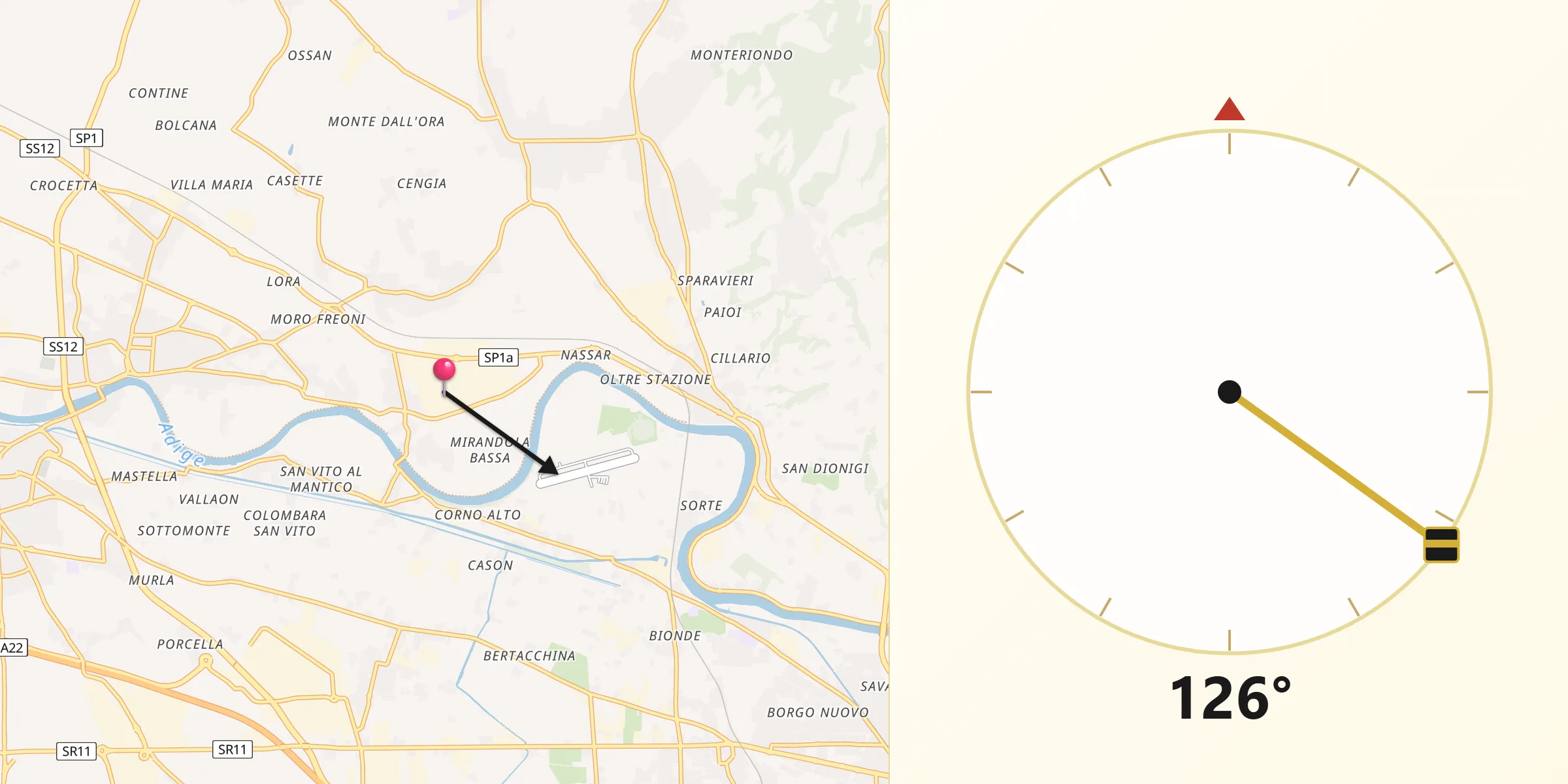 Direzione della Qibla da Settimo