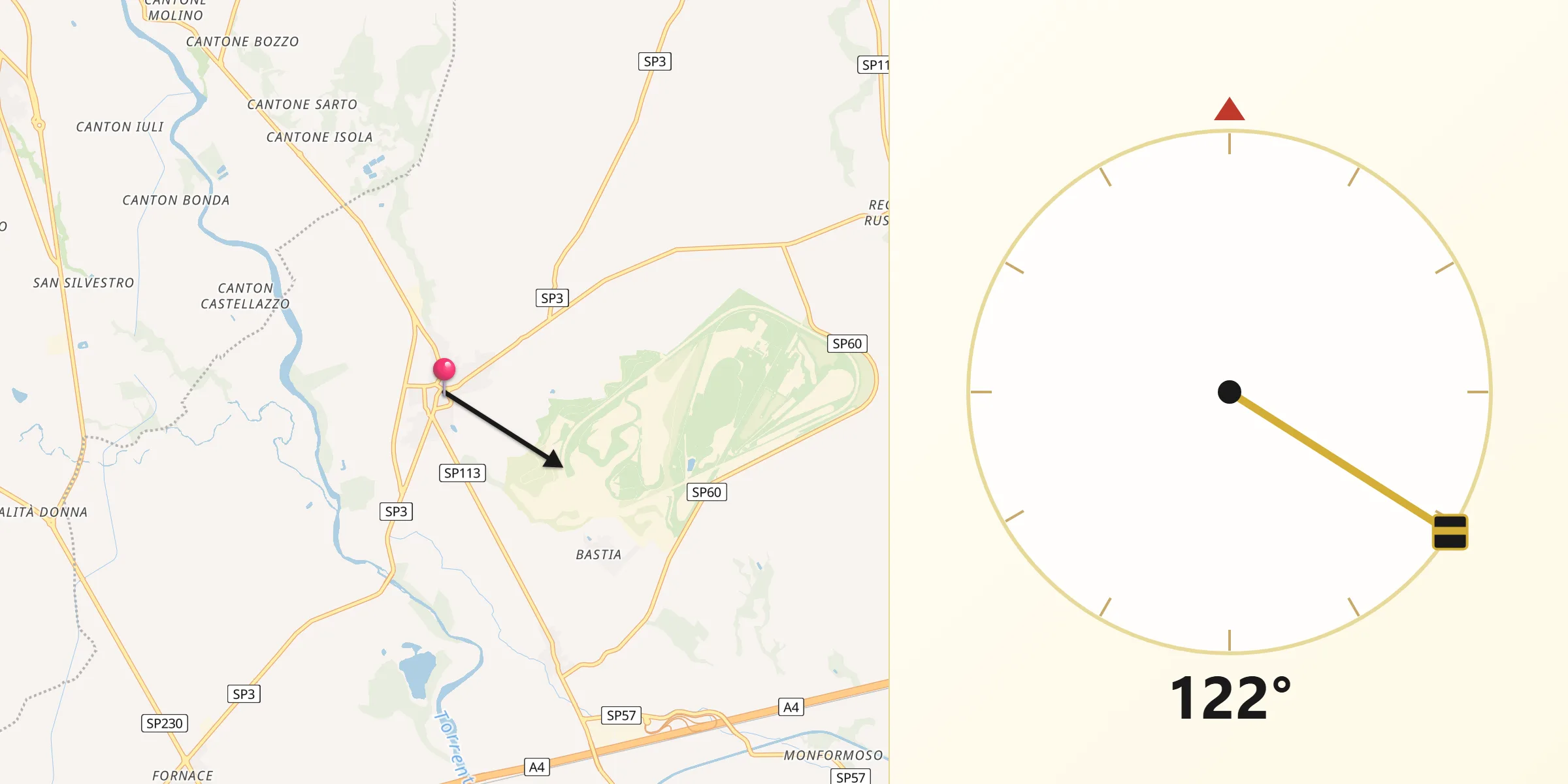 Direzione della Qibla da Buronzo