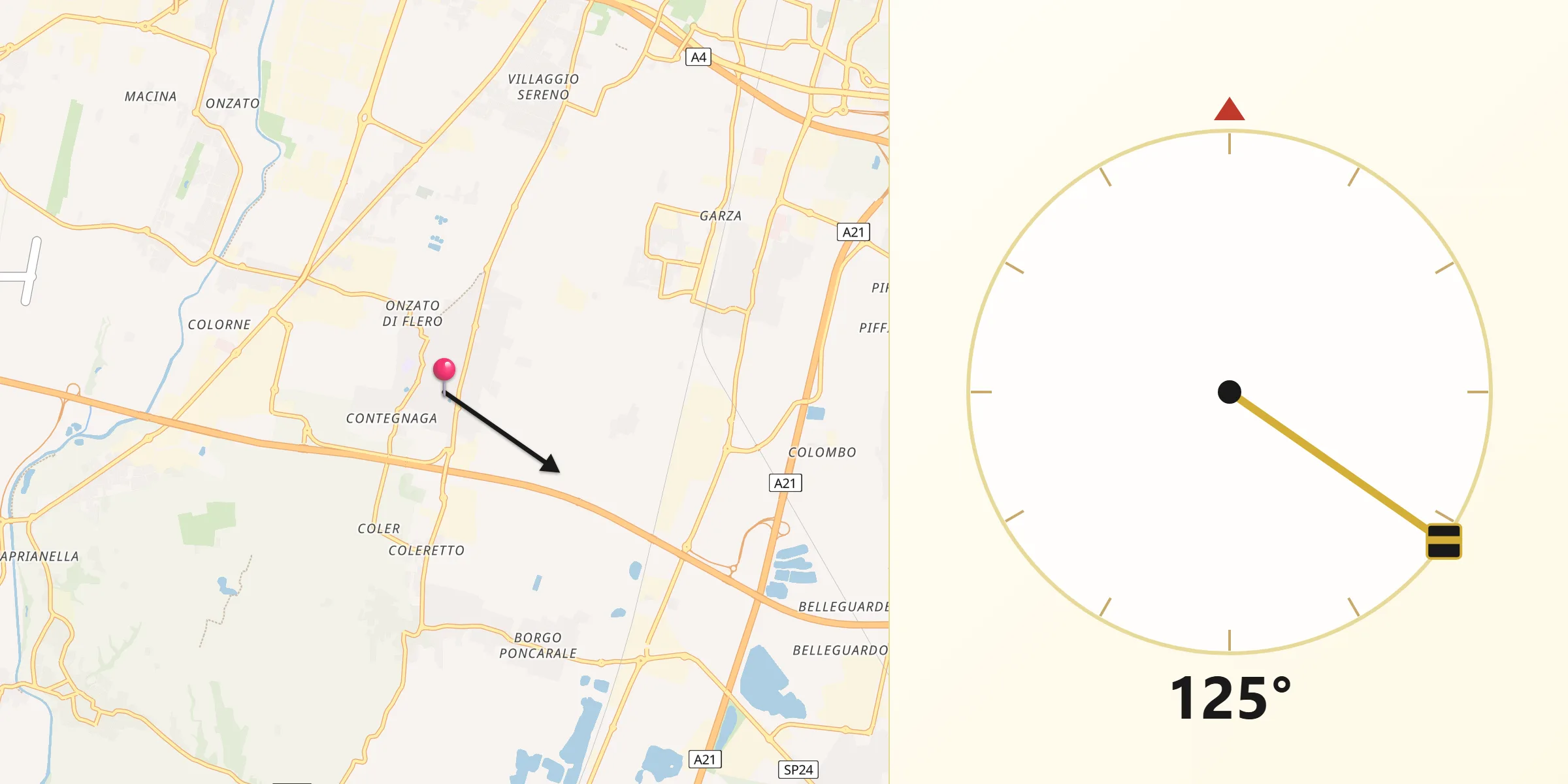 Direzione della Qibla da Flero