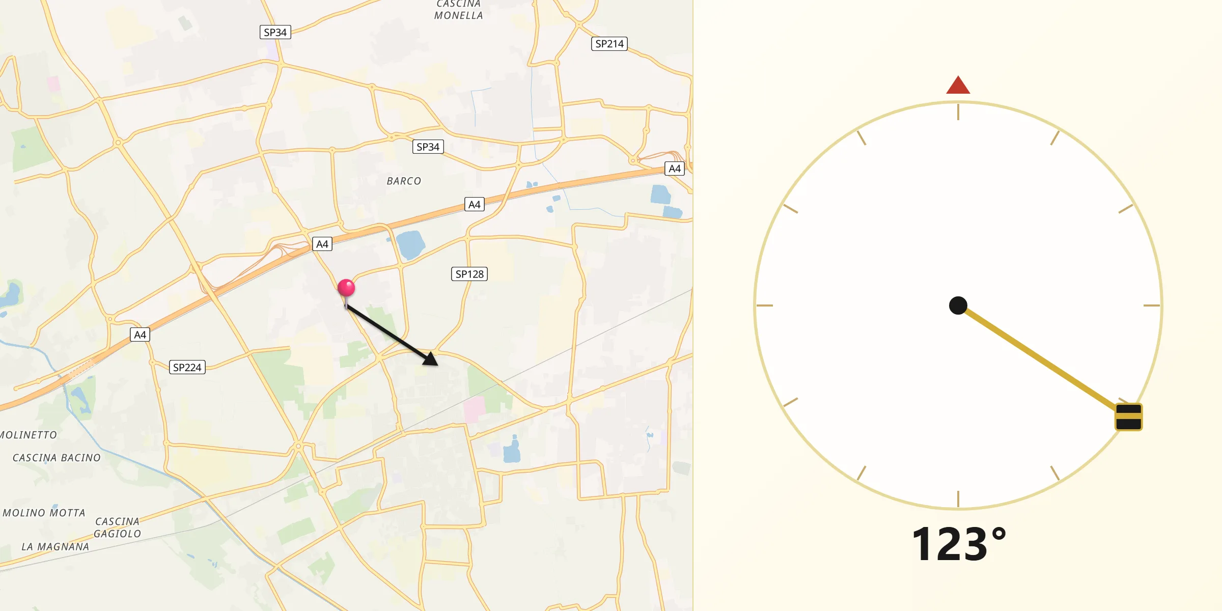 Direzione della Qibla da Marcallo
