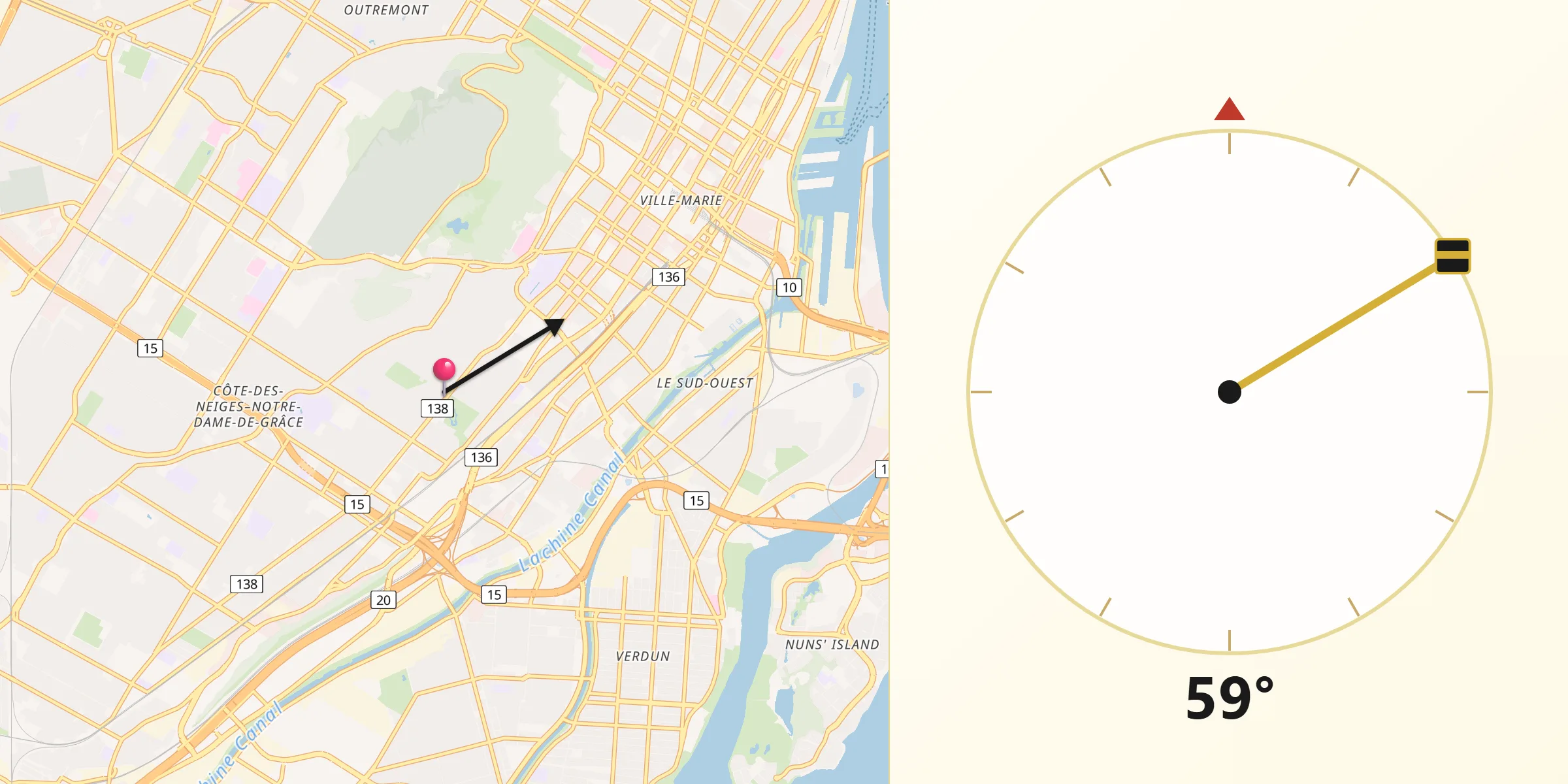 Qibla Direction from Westmount