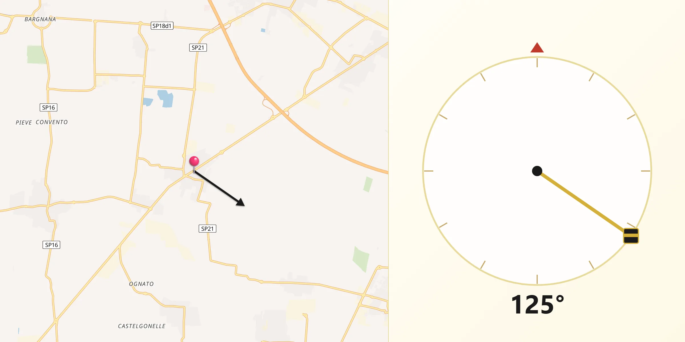 Direzione della Qibla da Lograto