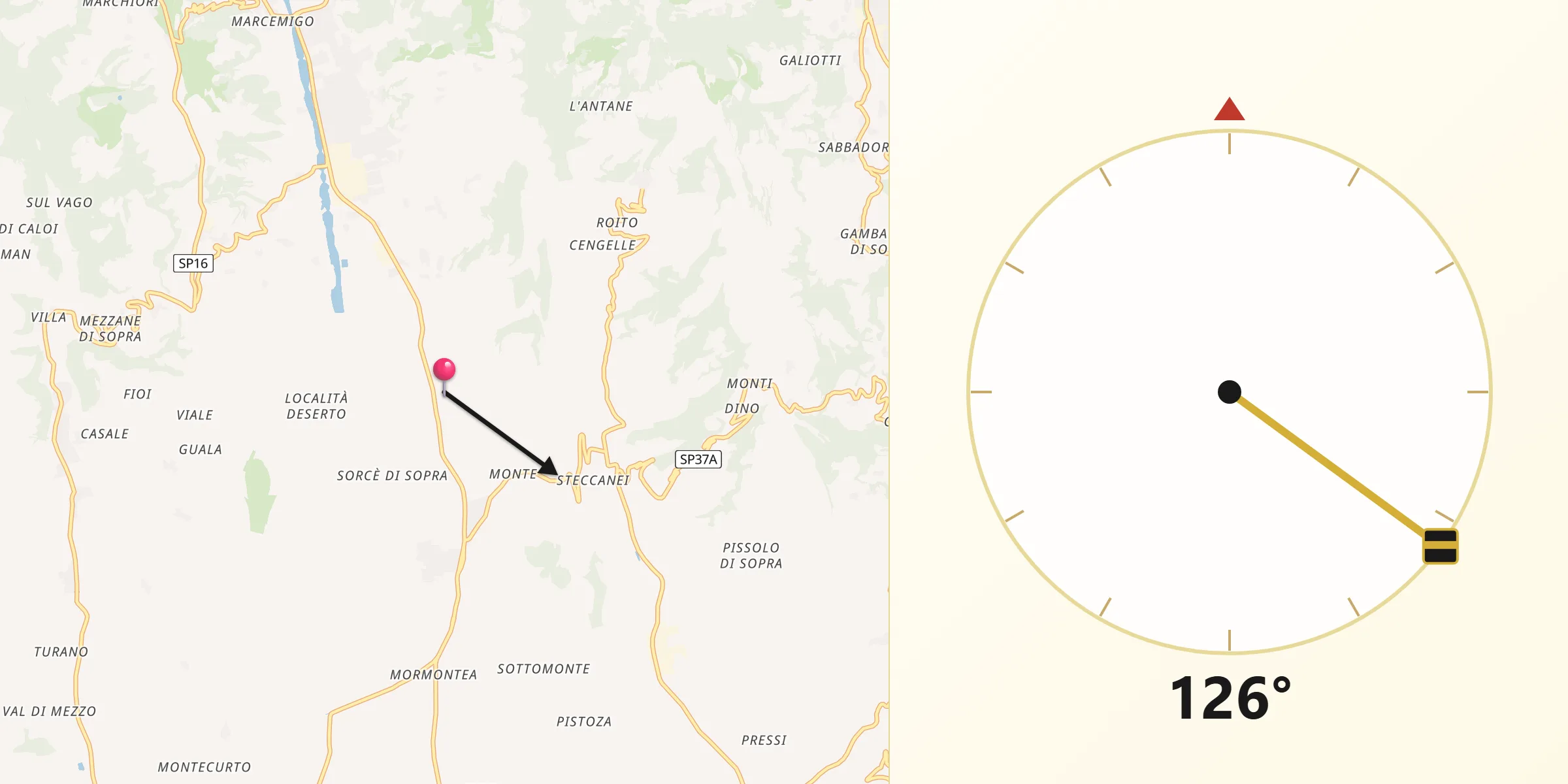 Direzione della Qibla da Cellore