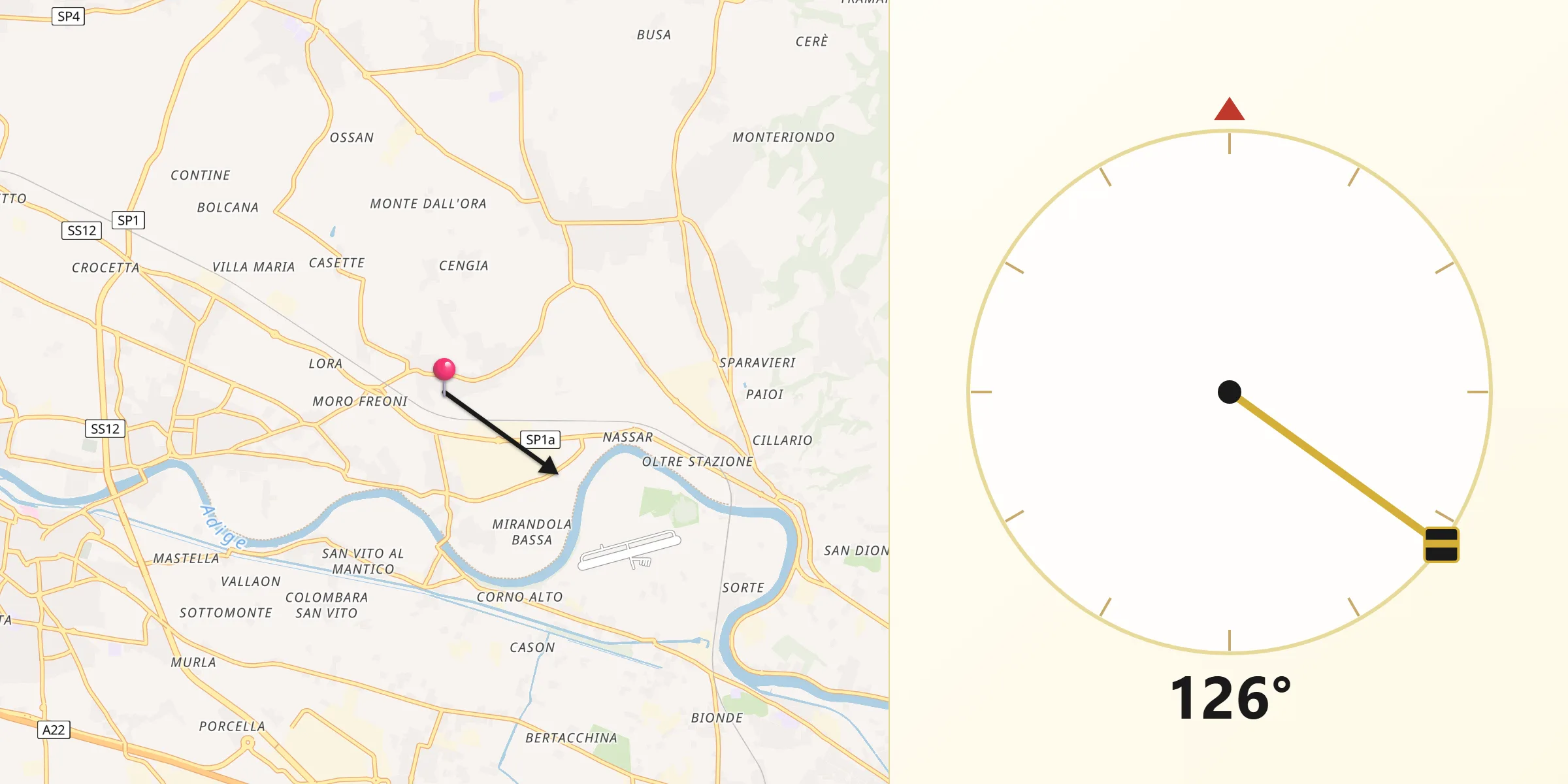 Direzione della Qibla da Corrubbio