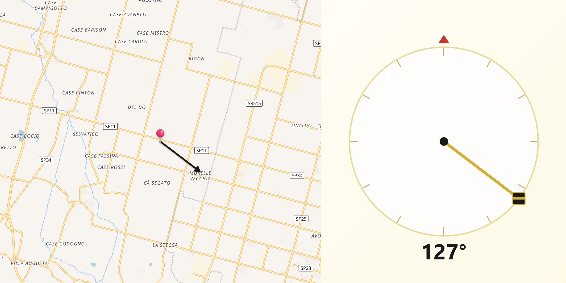 Direzione della Qibla da Villanova