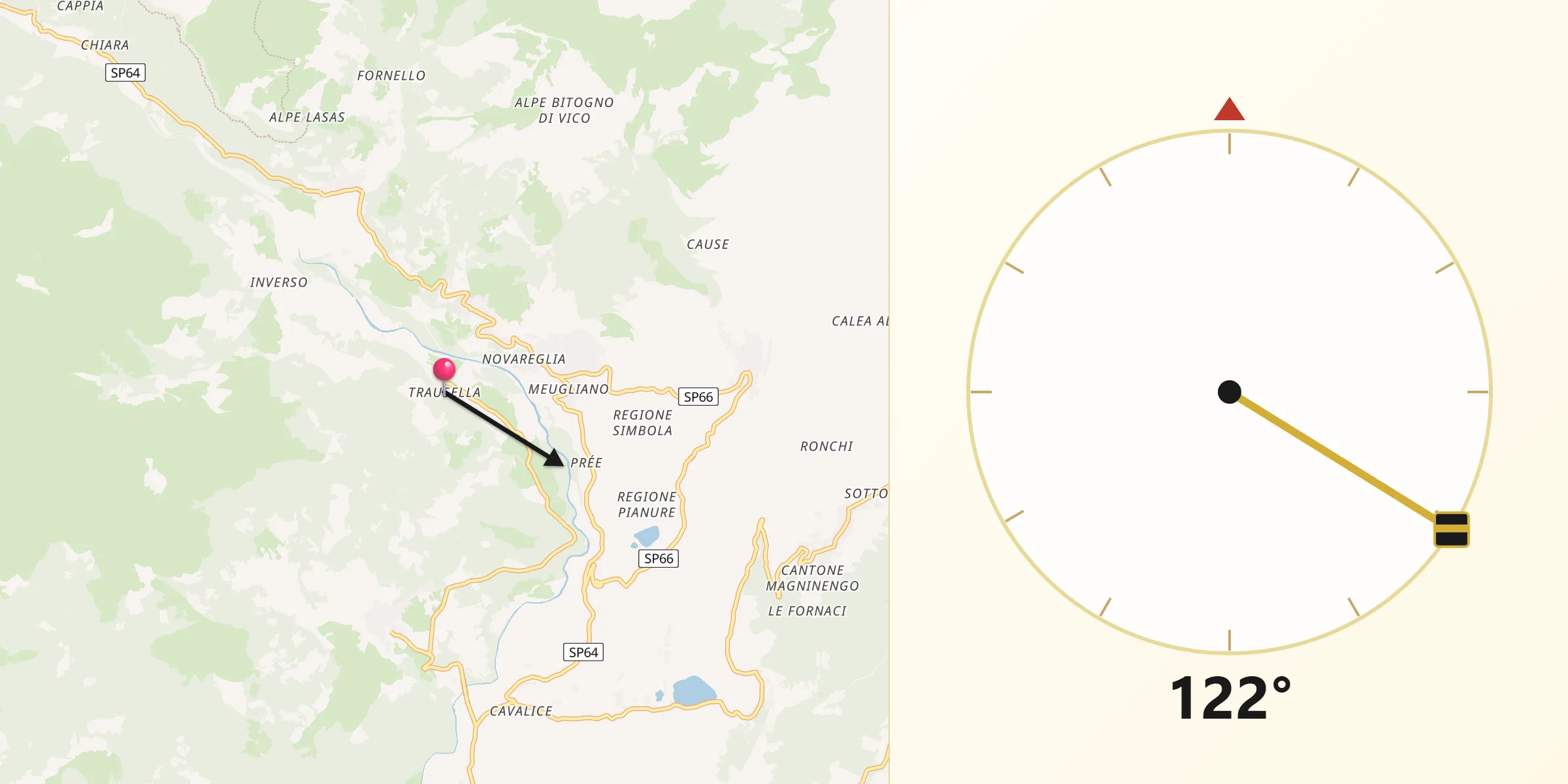 Direzione della Qibla da Trausella