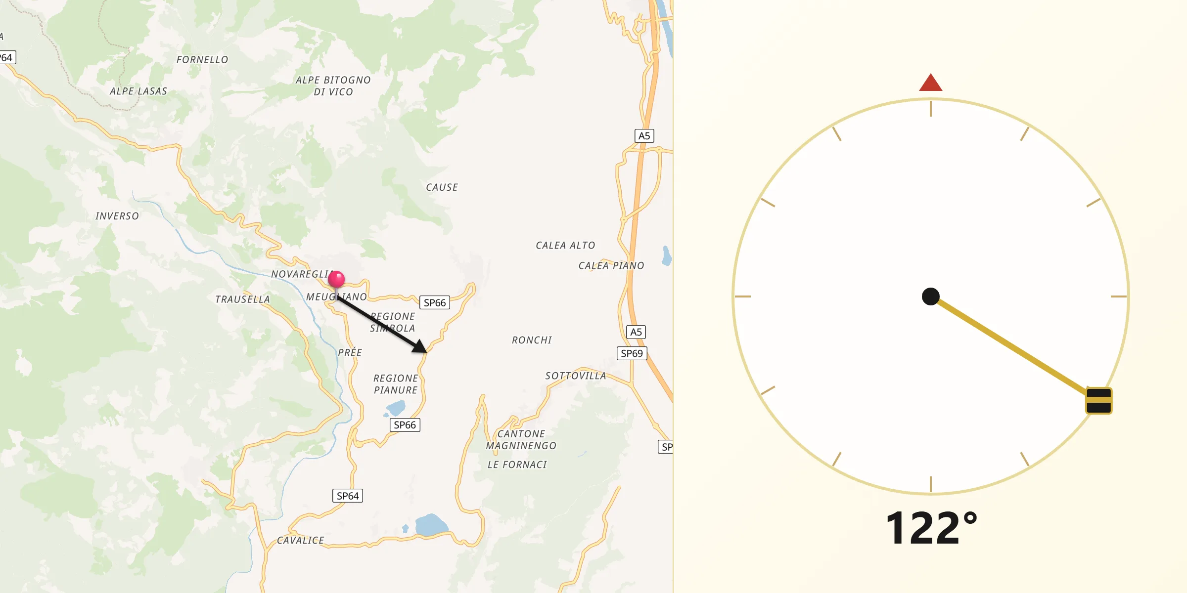 Direzione della Qibla da Meugliano