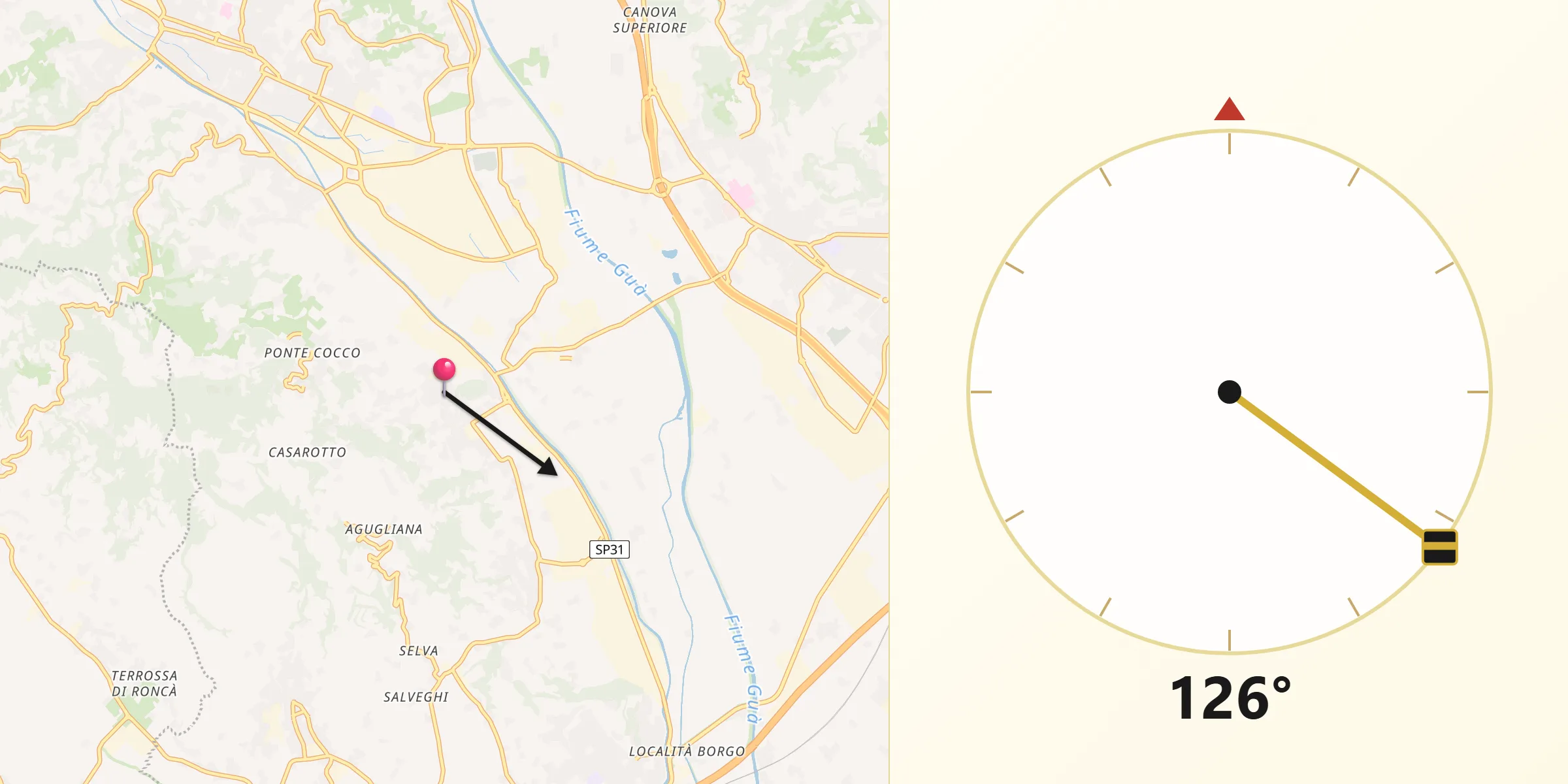 Direzione della Qibla da Montorso Vicentino