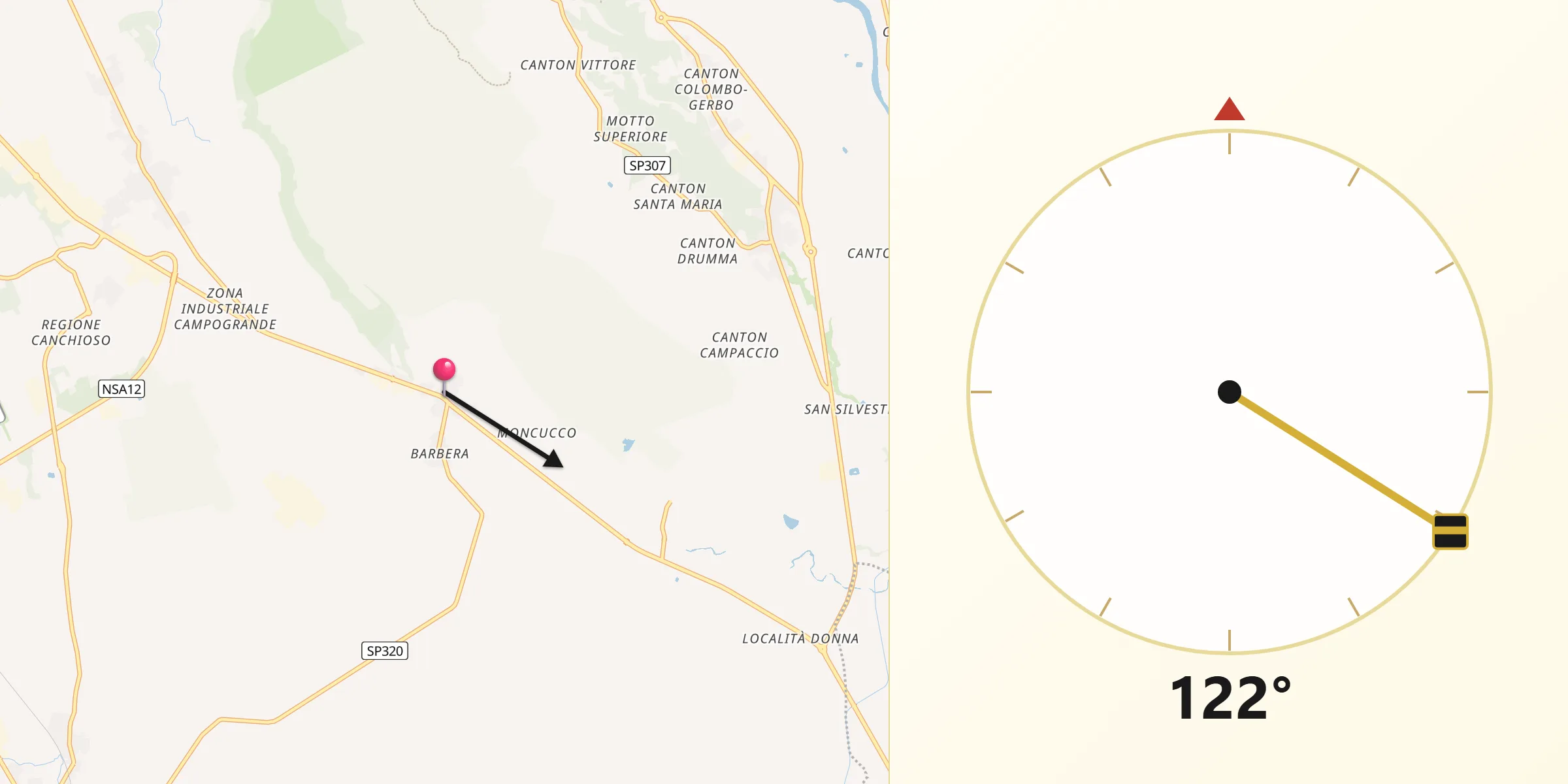 Direzione della Qibla da Massazza