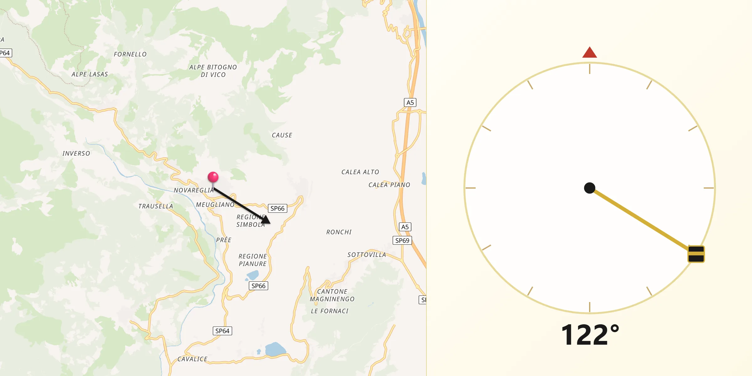 Direzione della Qibla da Vico Canavese
