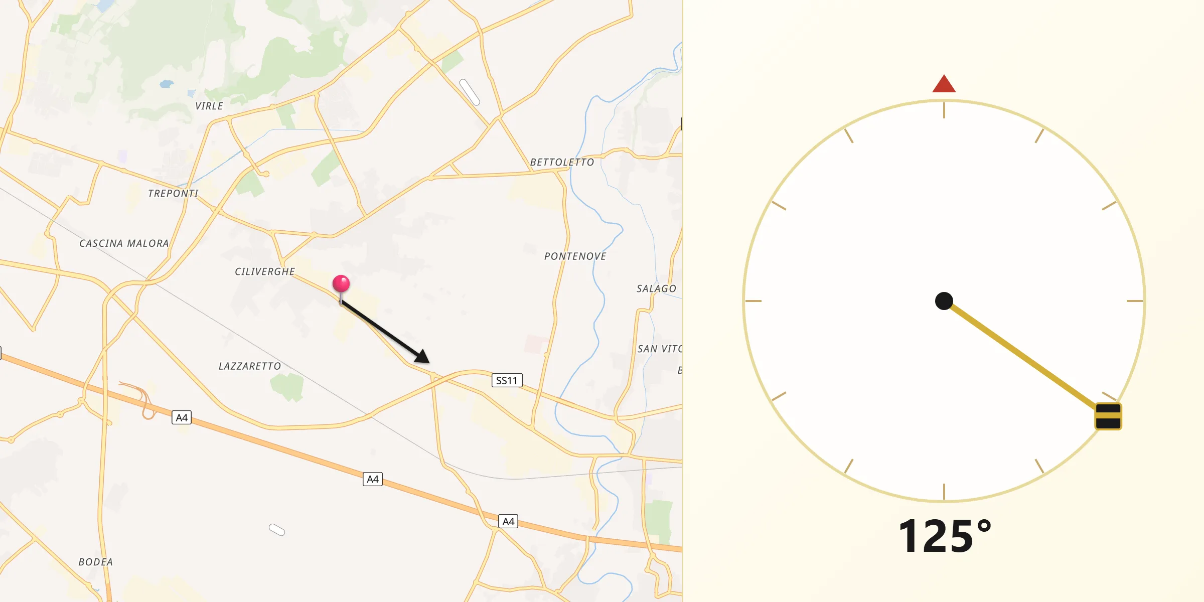 Direzione della Qibla da Molinetto