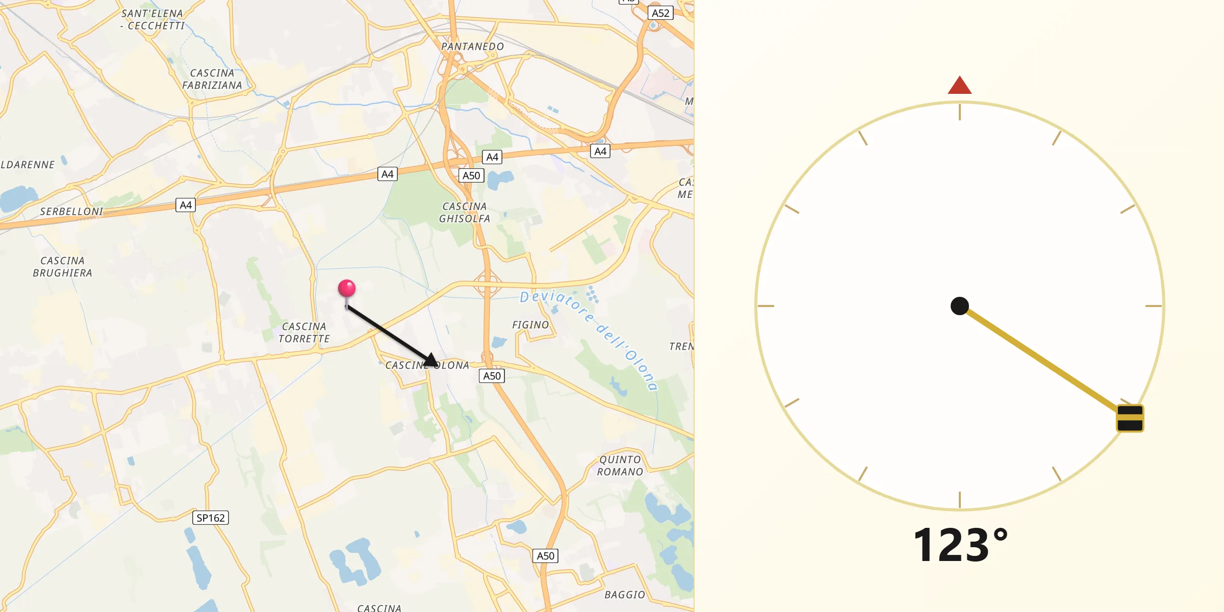 Direzione della Qibla da Vighignolo