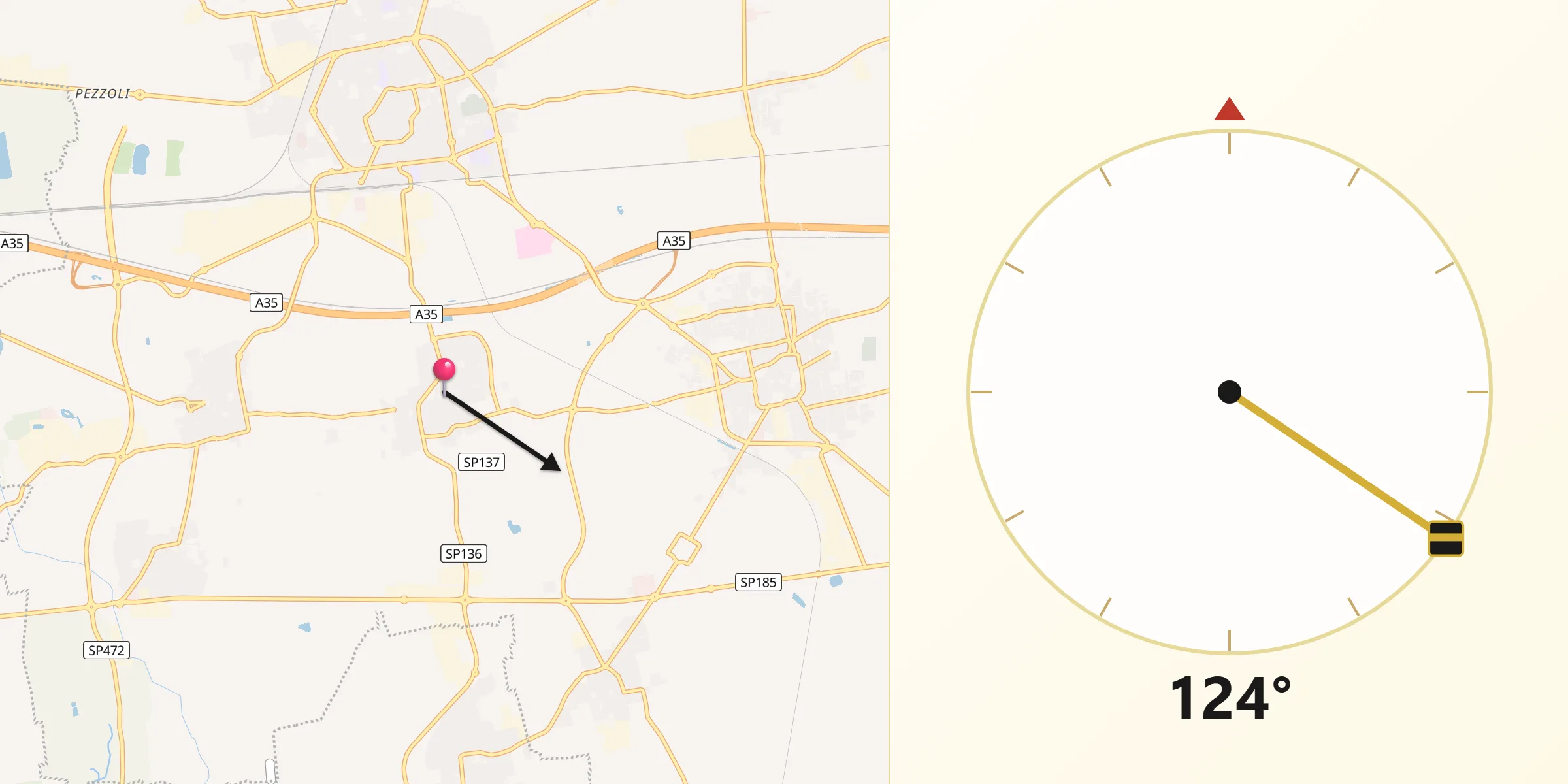 Direzione della Qibla da Calvenzano