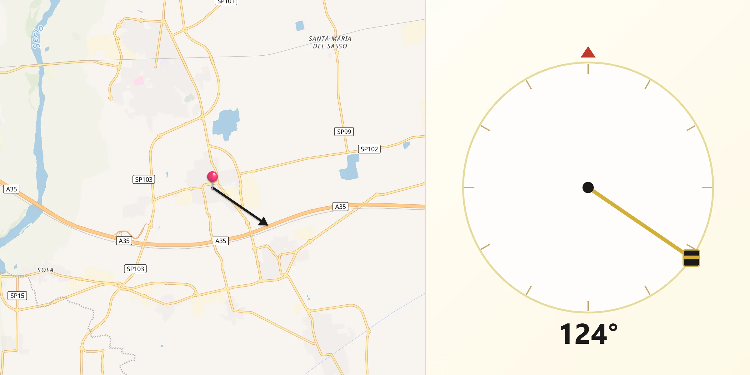 Direzione della Qibla da Covo