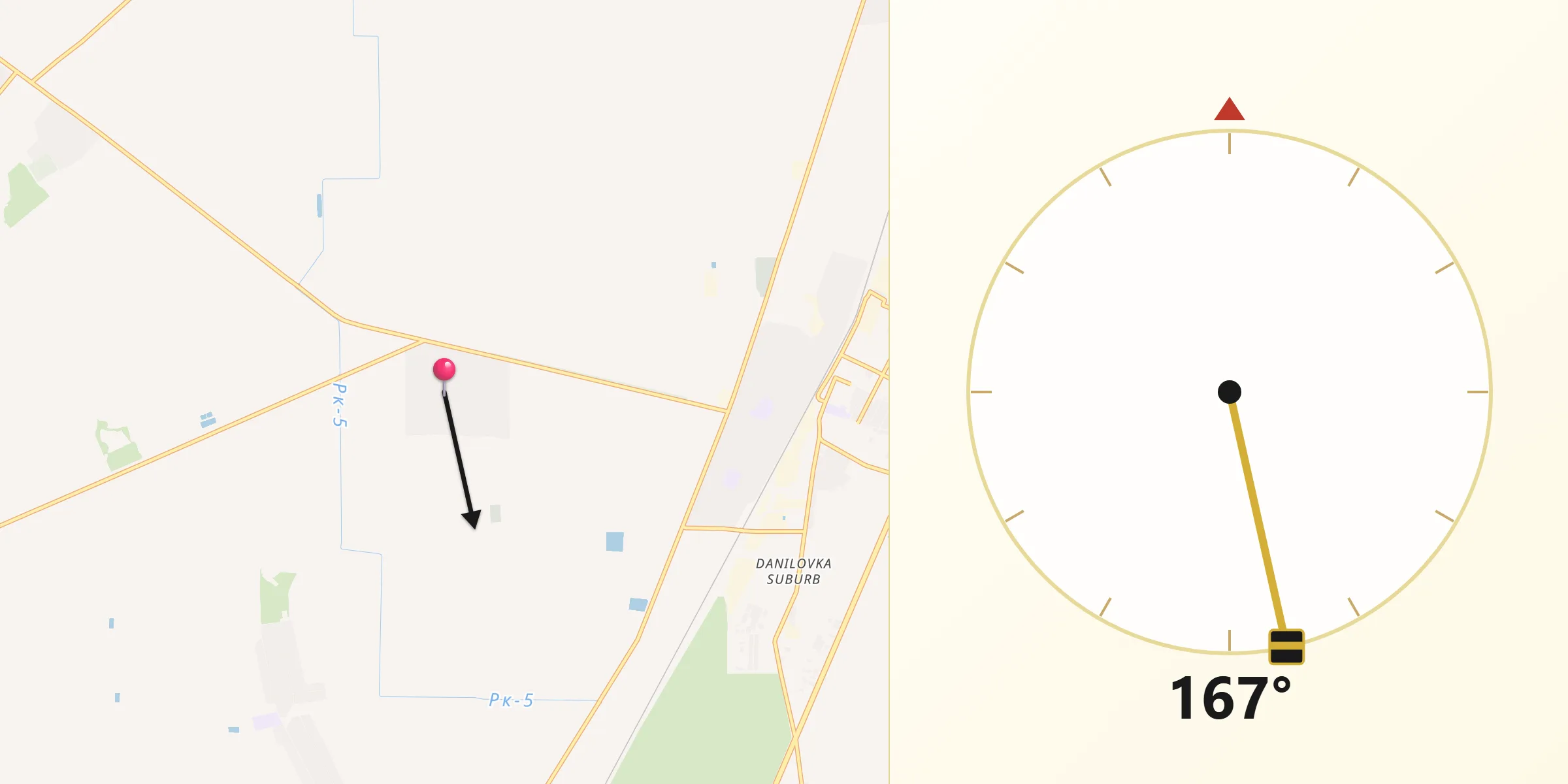 Направление Киблы из Novoestoniya