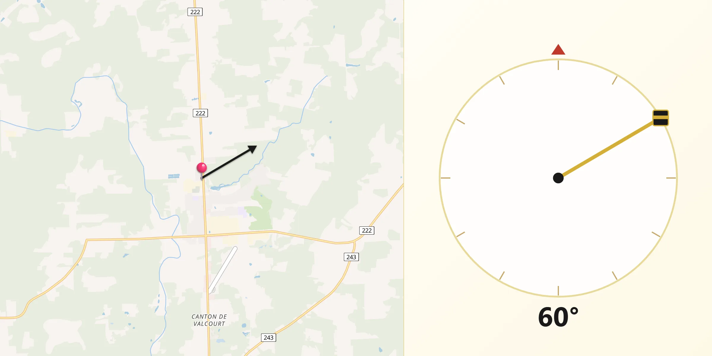 Qibla Direction from Valcourt