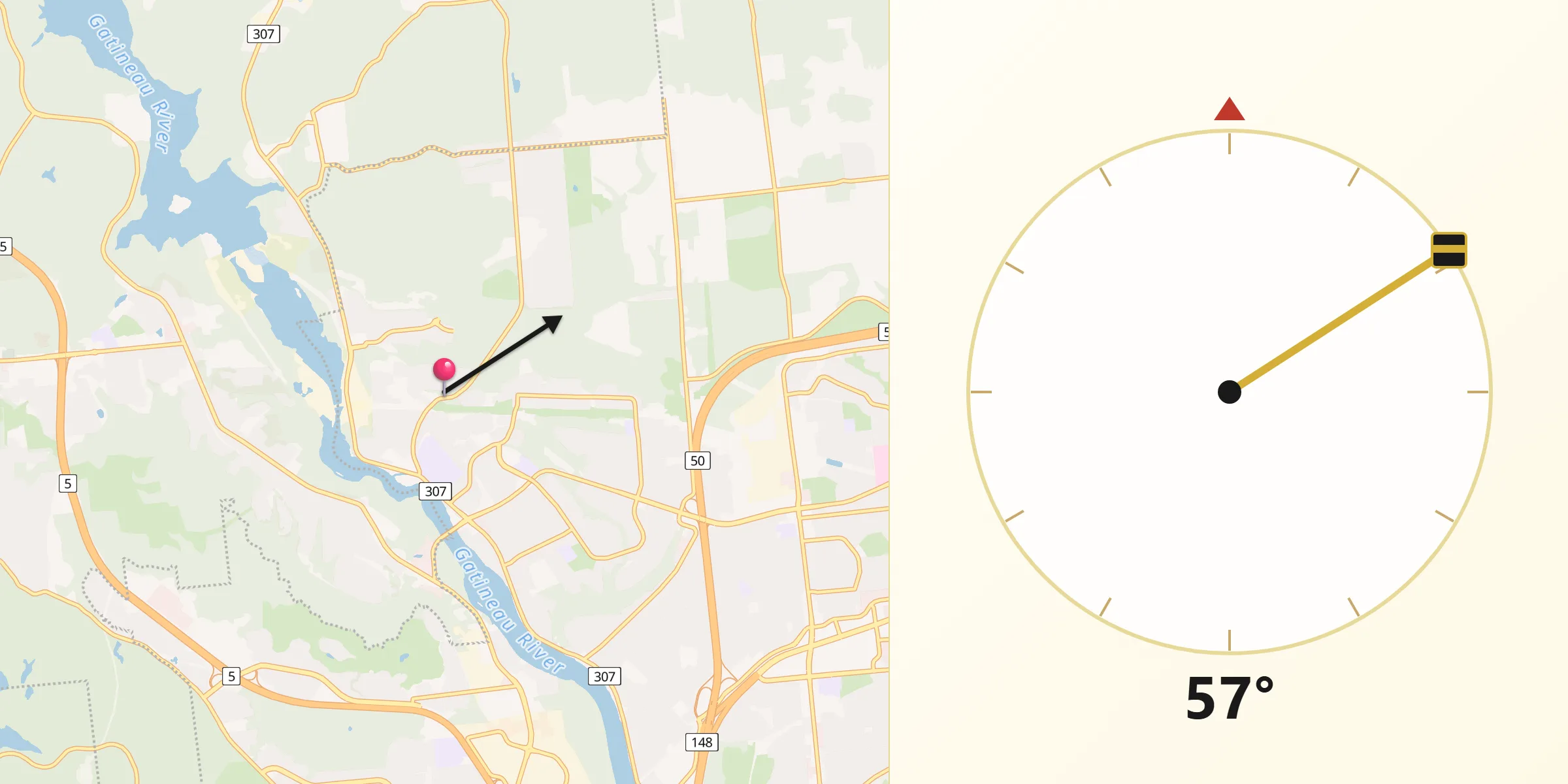 Qibla Direction from Saint-Alexandre