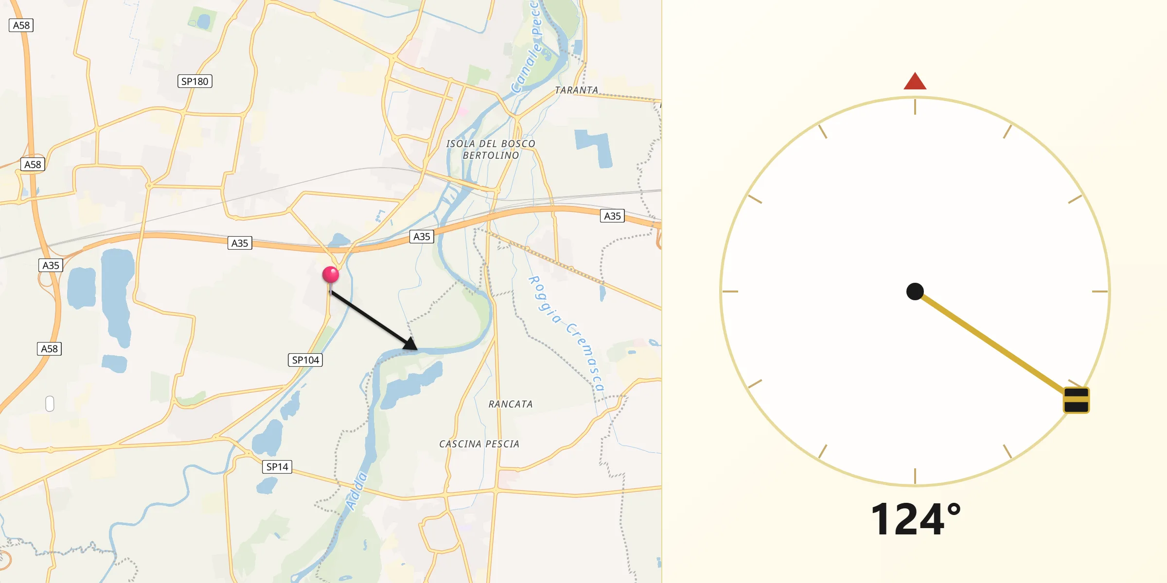 Direzione della Qibla da Albignano