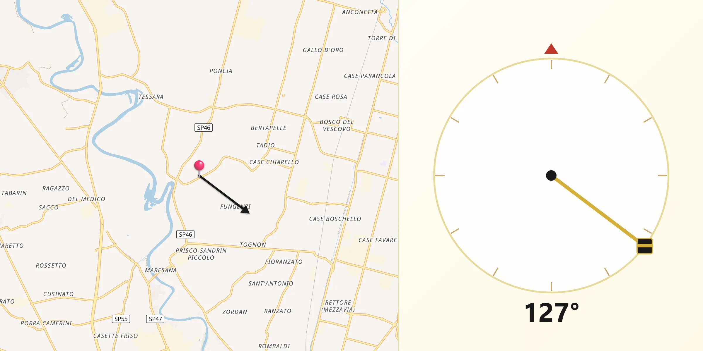 Direzione della Qibla da Tavo