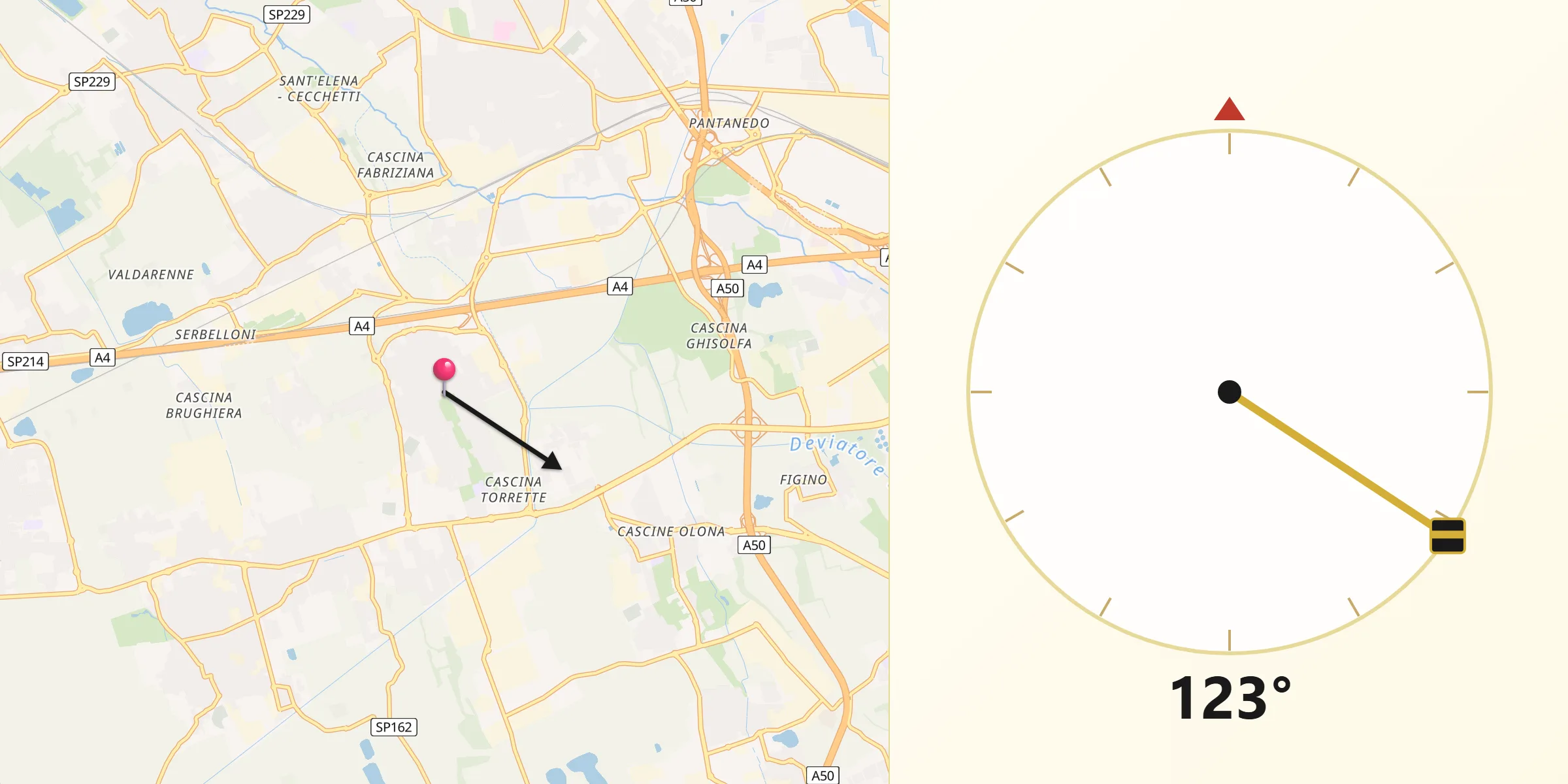 Direzione della Qibla da Cornaredo