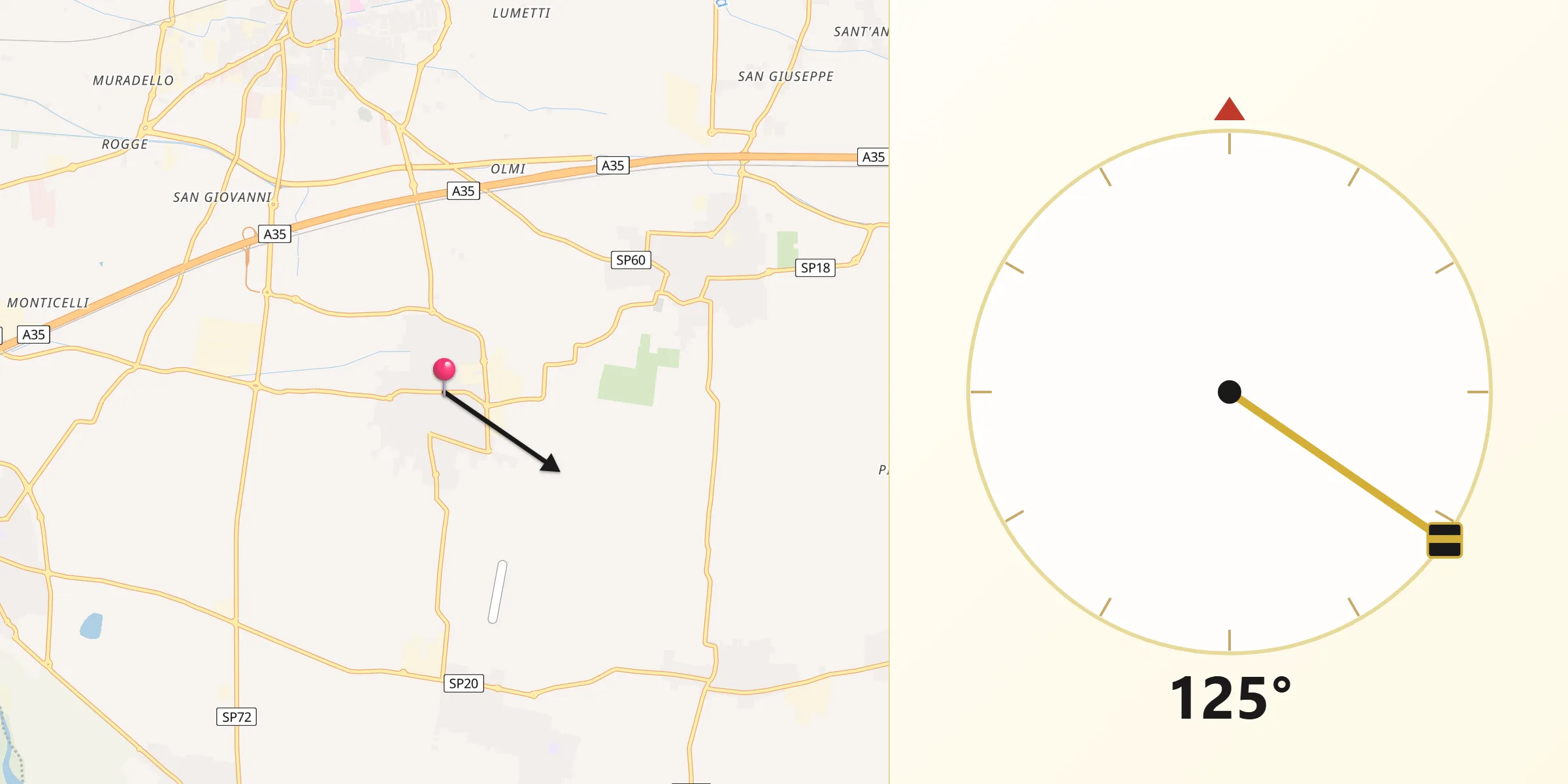 Direzione della Qibla da Castelcovati