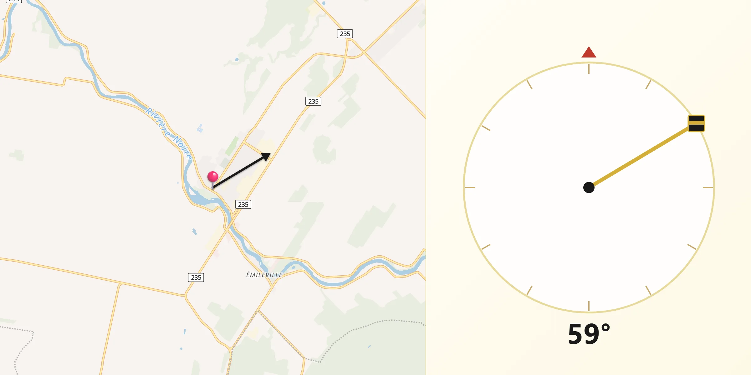 Qibla Direction from Saint-Pie
