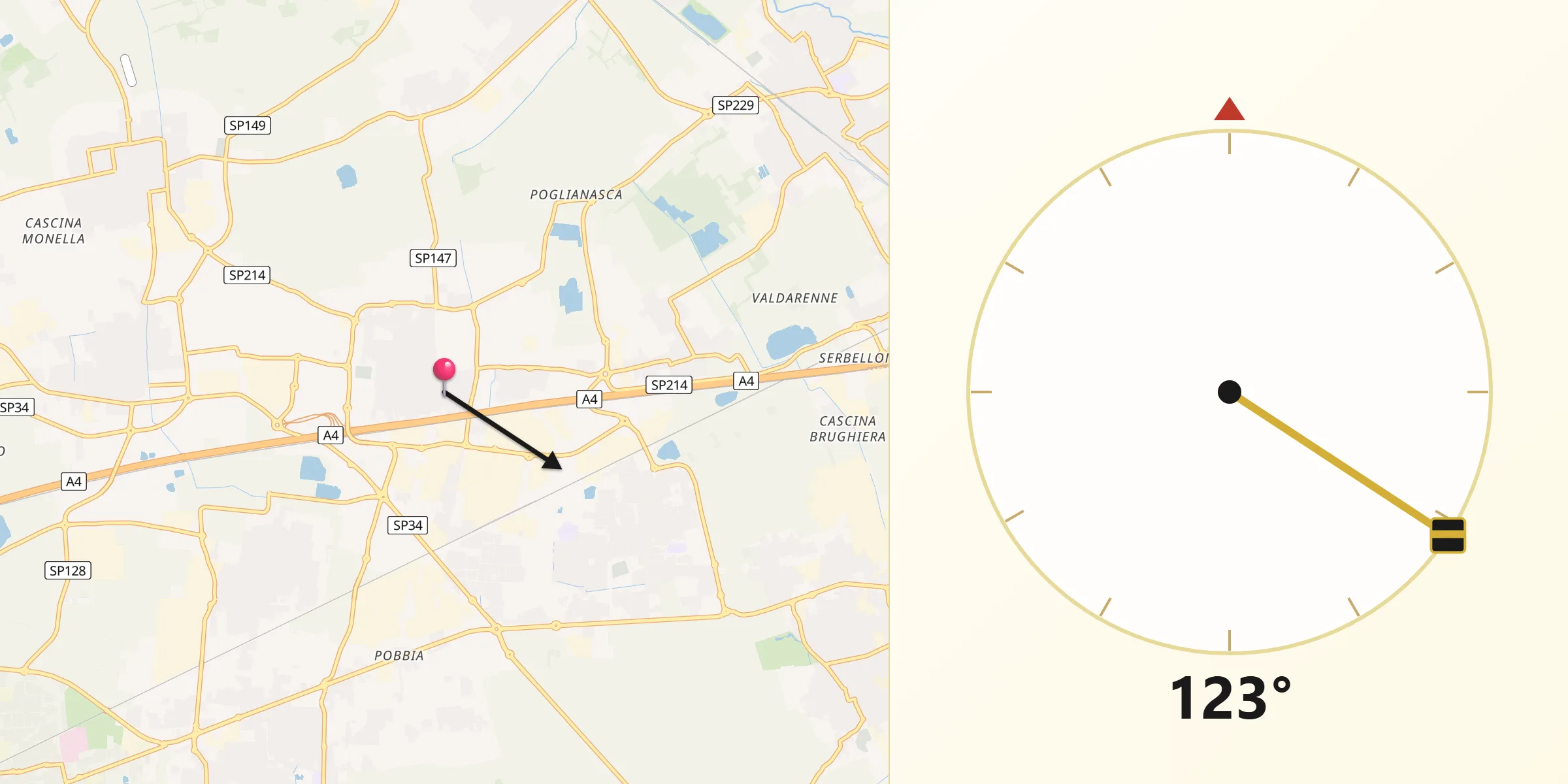 Direzione della Qibla da Arluno