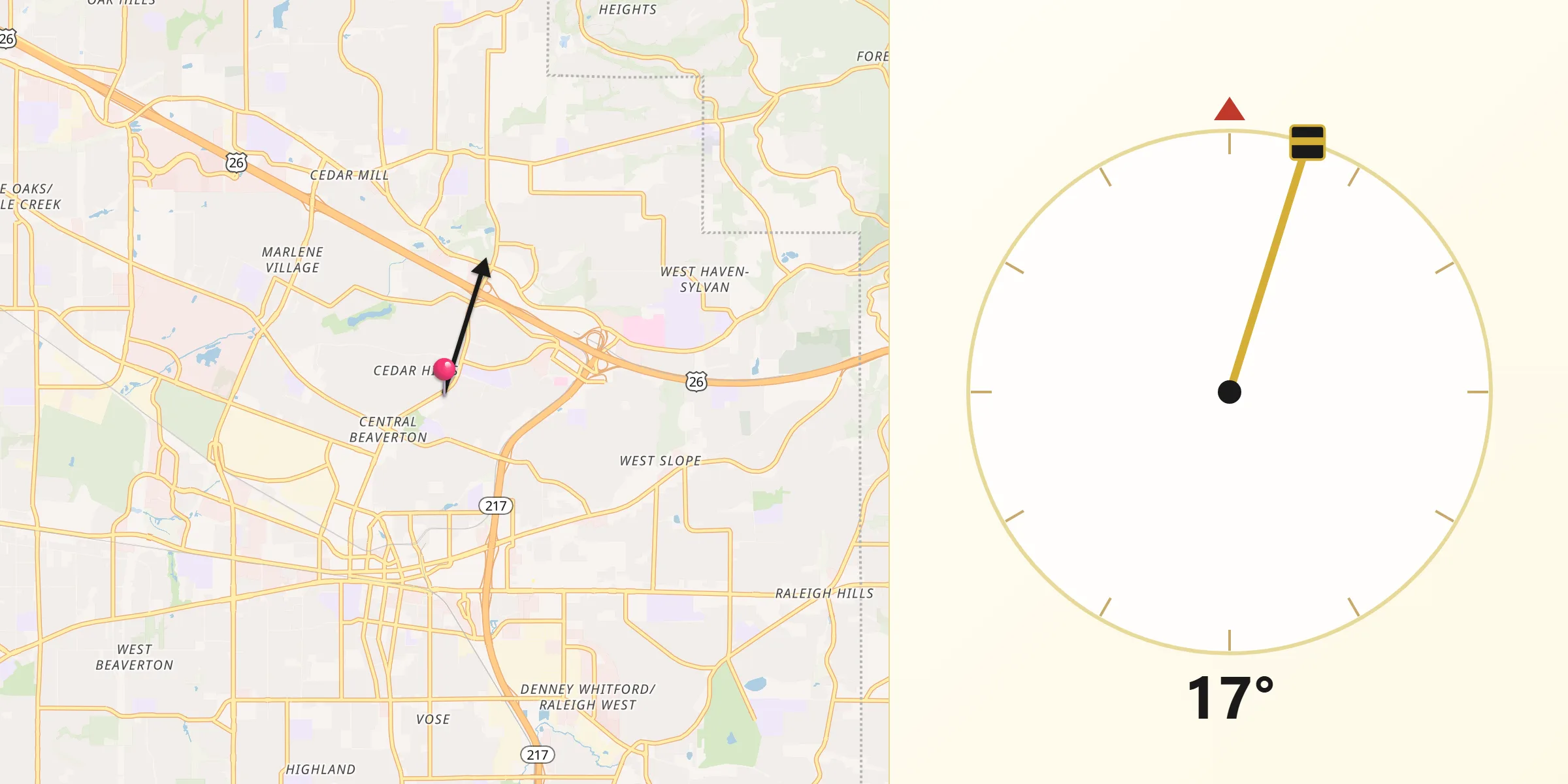 Qibla Direction from Cedar Hills