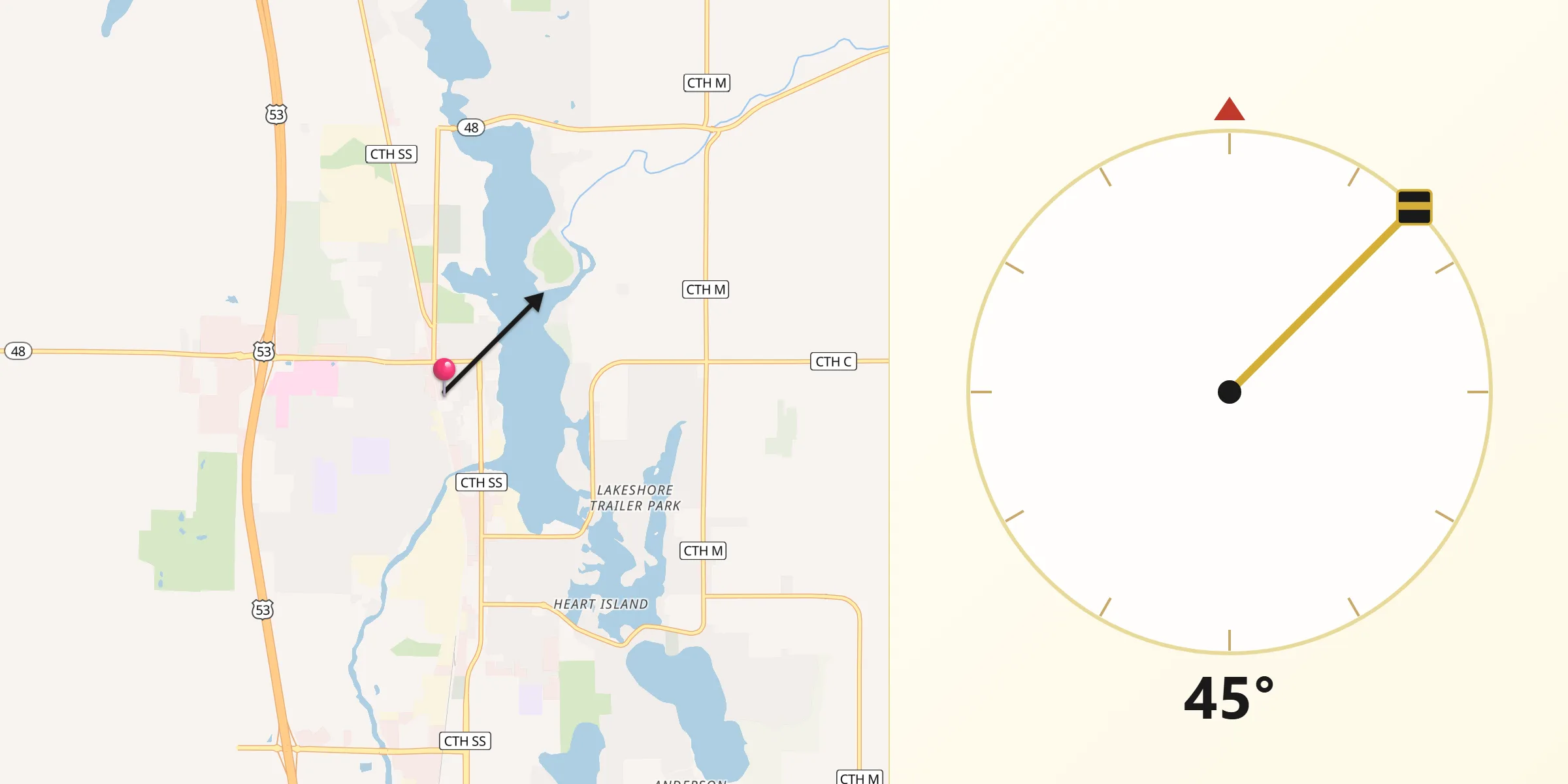 Qibla Direction from Rice Lake