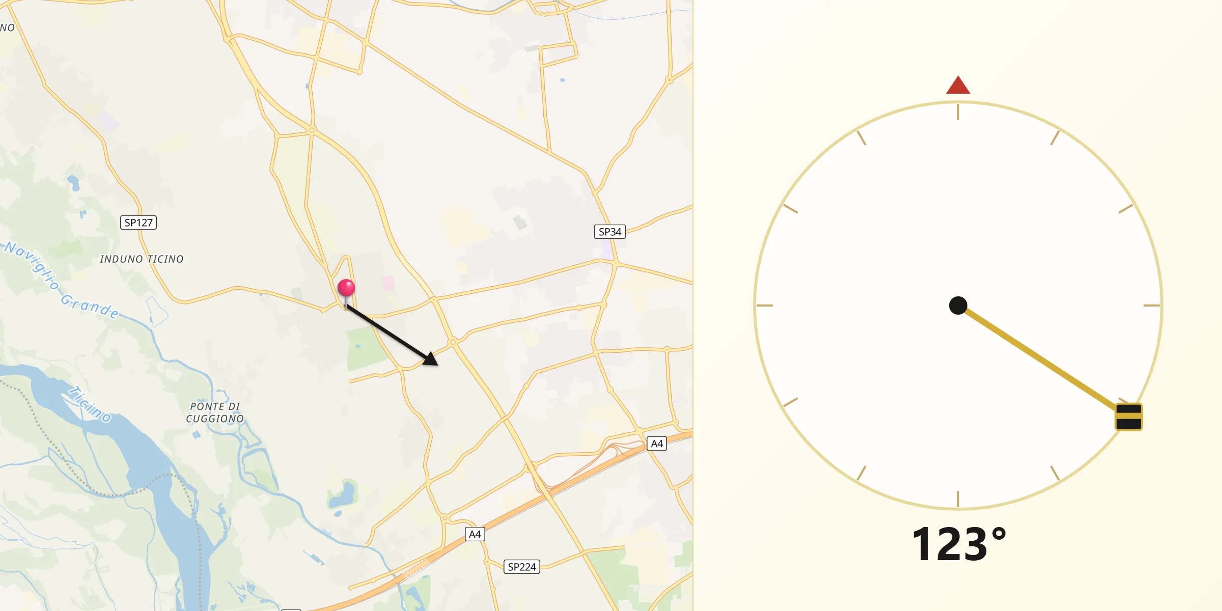 Direzione della Qibla da Cuggiono