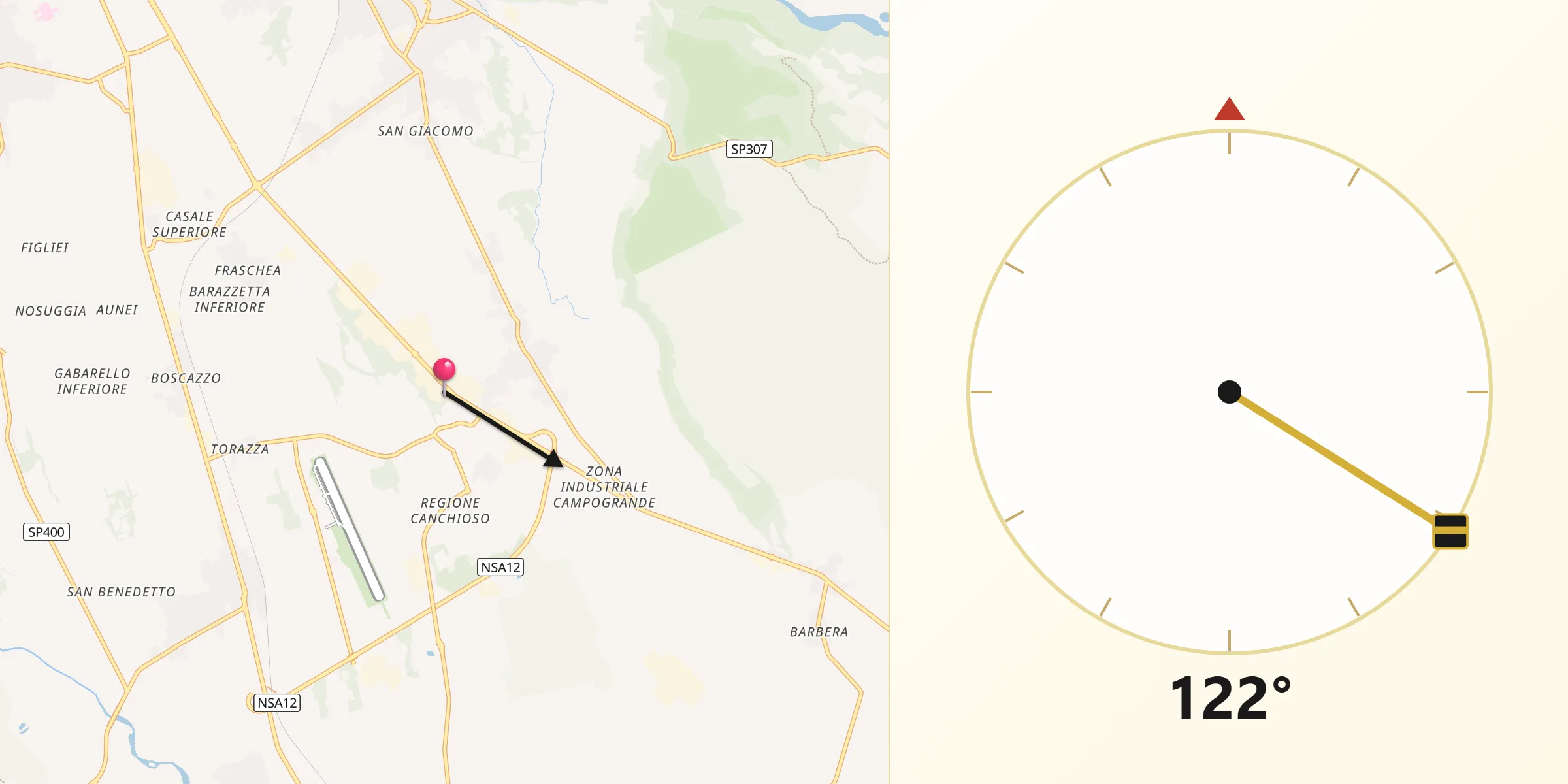 Direzione della Qibla da Verrone