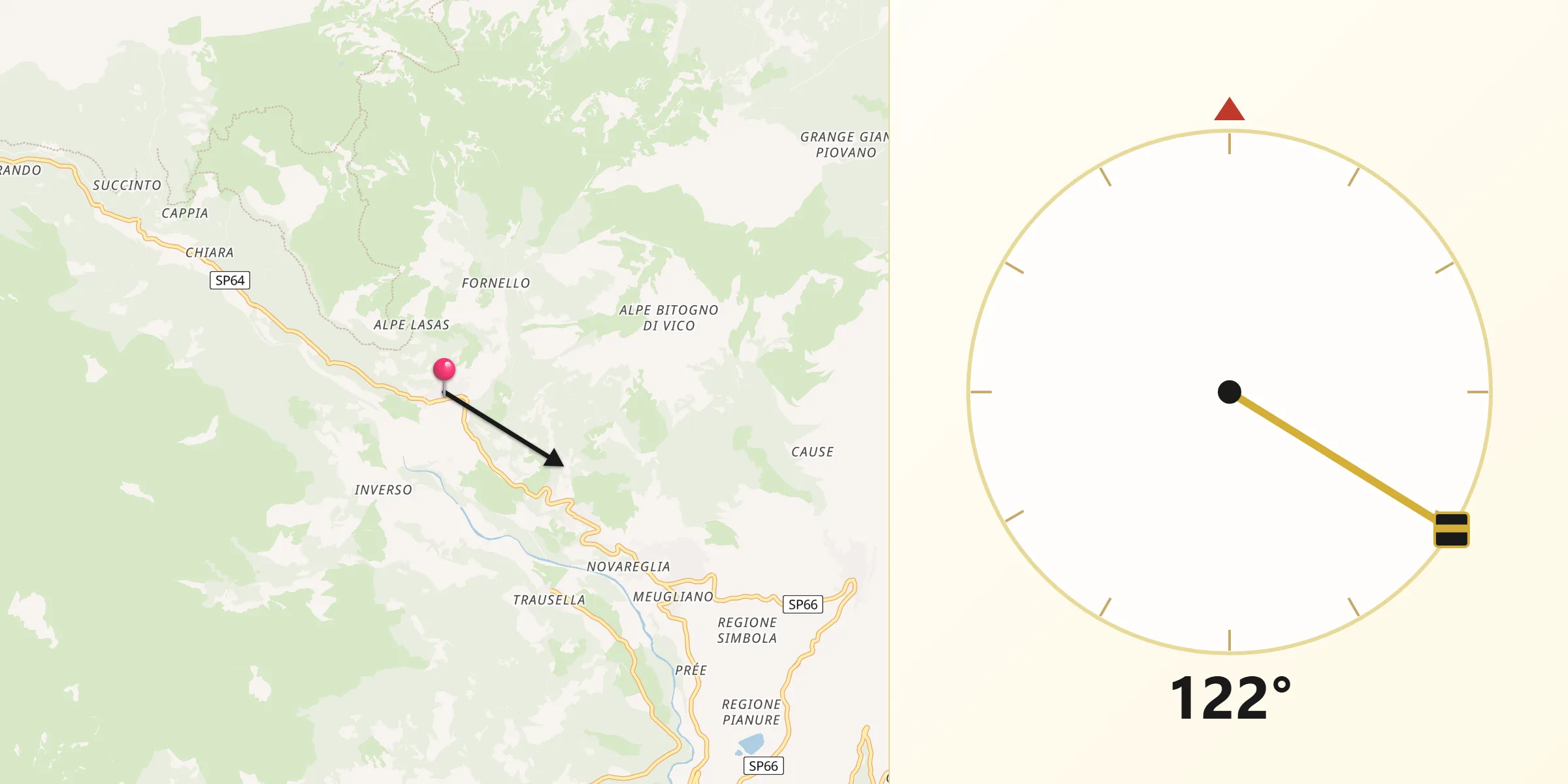 Direzione della Qibla da Traversella