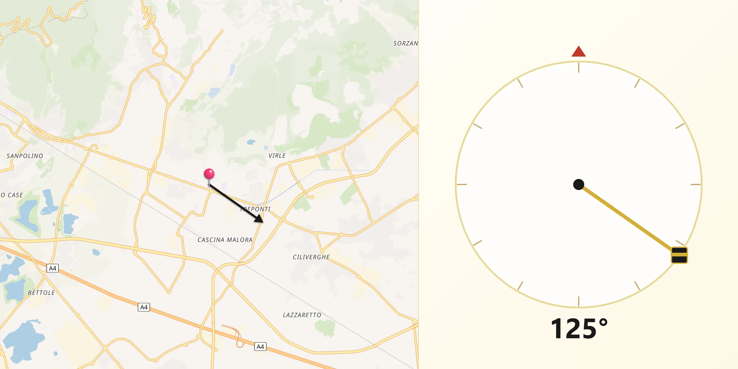 Direzione della Qibla da Rezzato