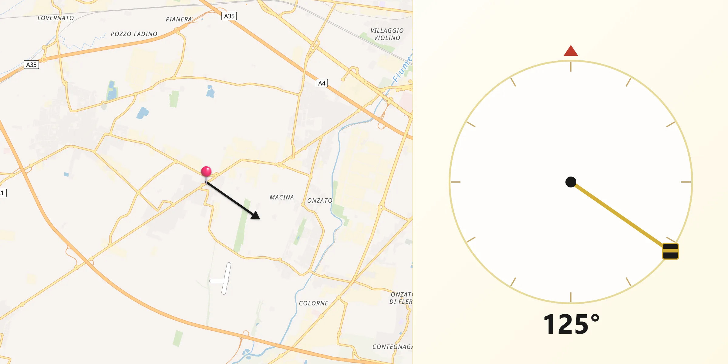 Direzione della Qibla da Torbole Casaglia