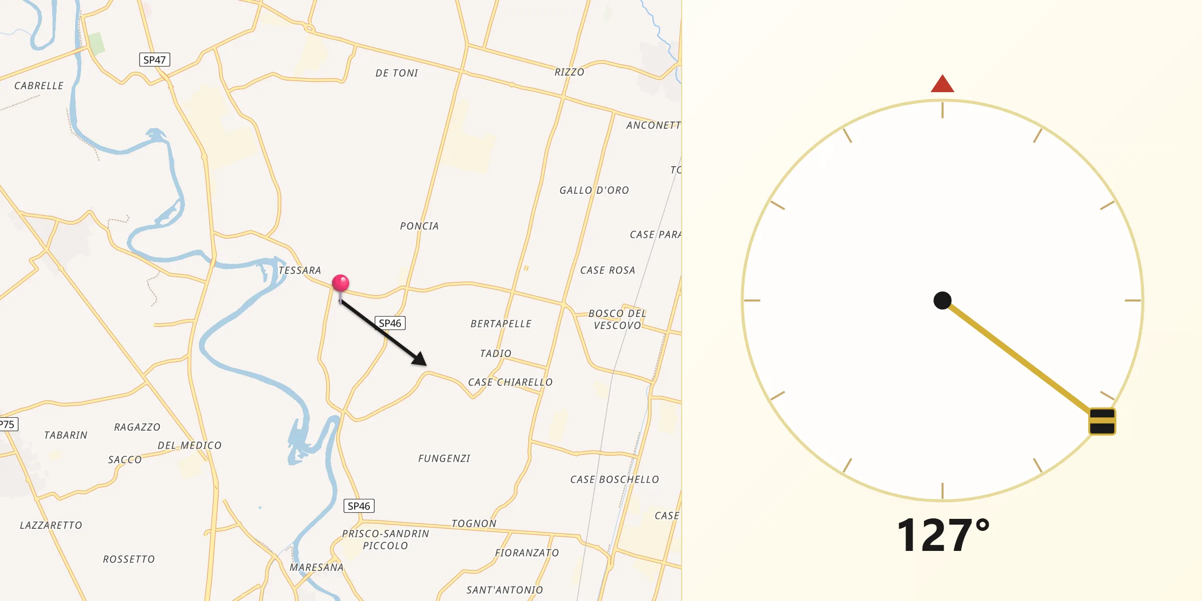 Direzione della Qibla da Santa Maria di Non