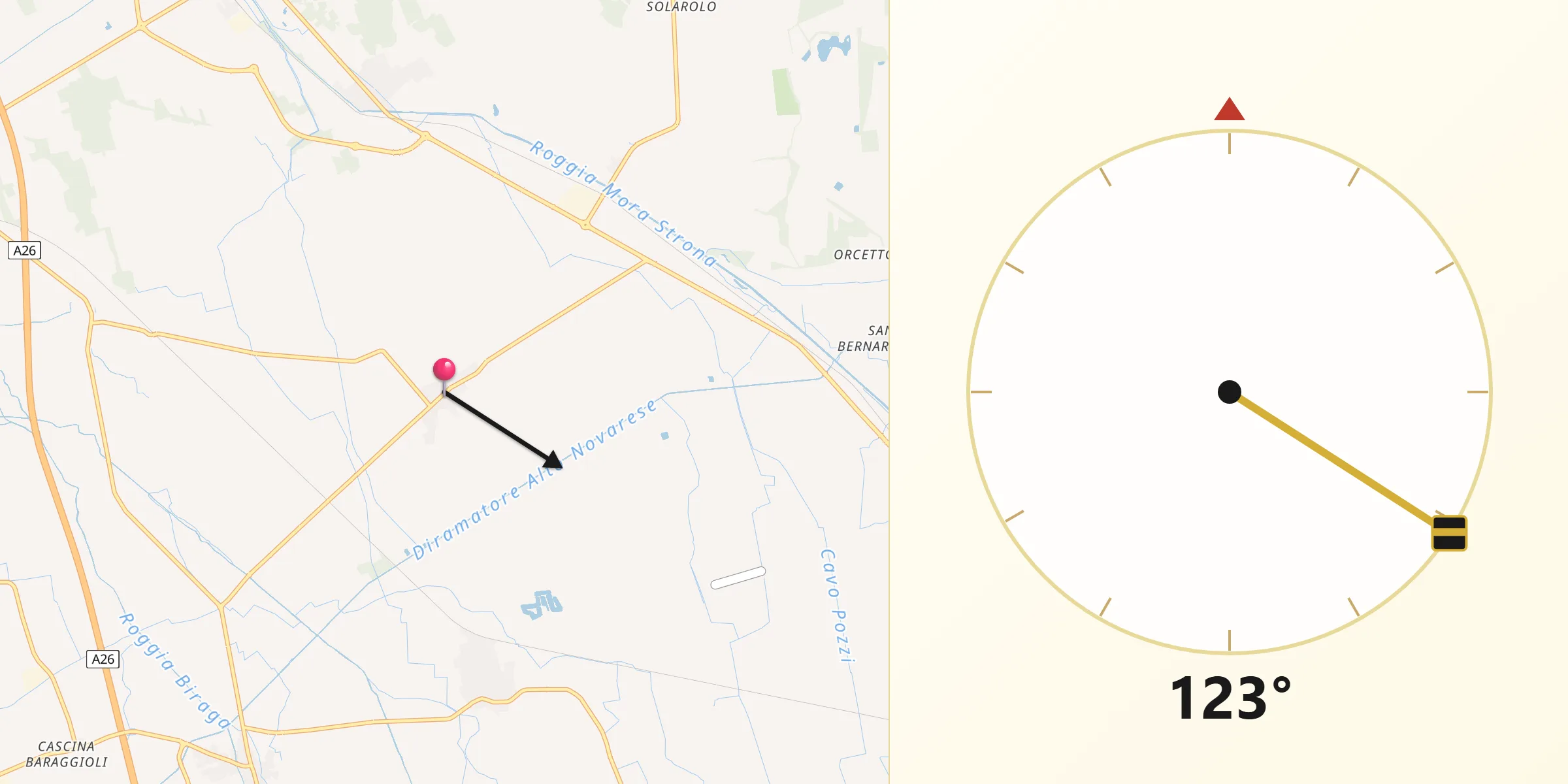 Direzione della Qibla da Castellazzo Novarese